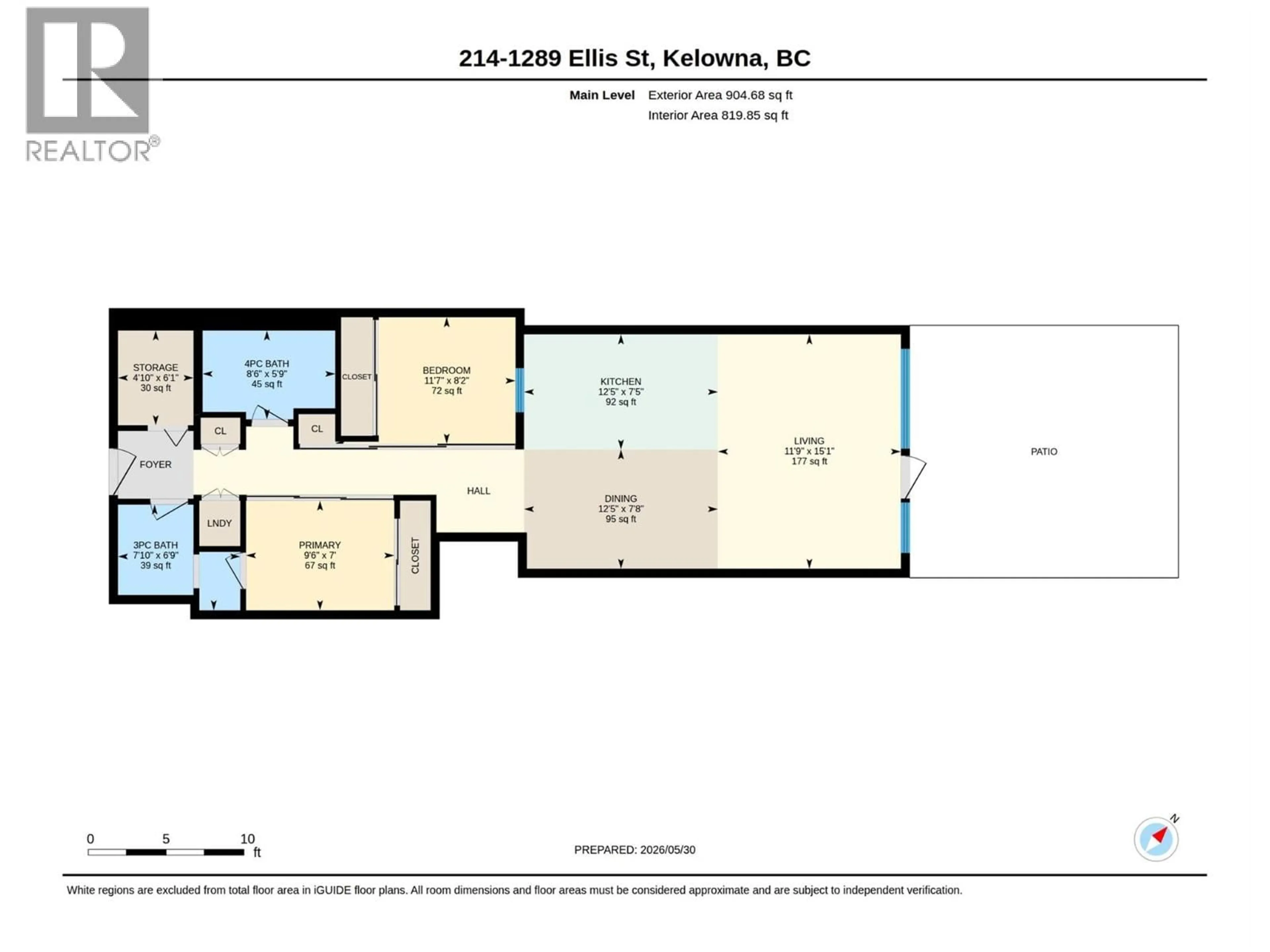 Floor plan for 214 - 1289 ELLIS STREET, Kelowna British Columbia V1Y1Z6
