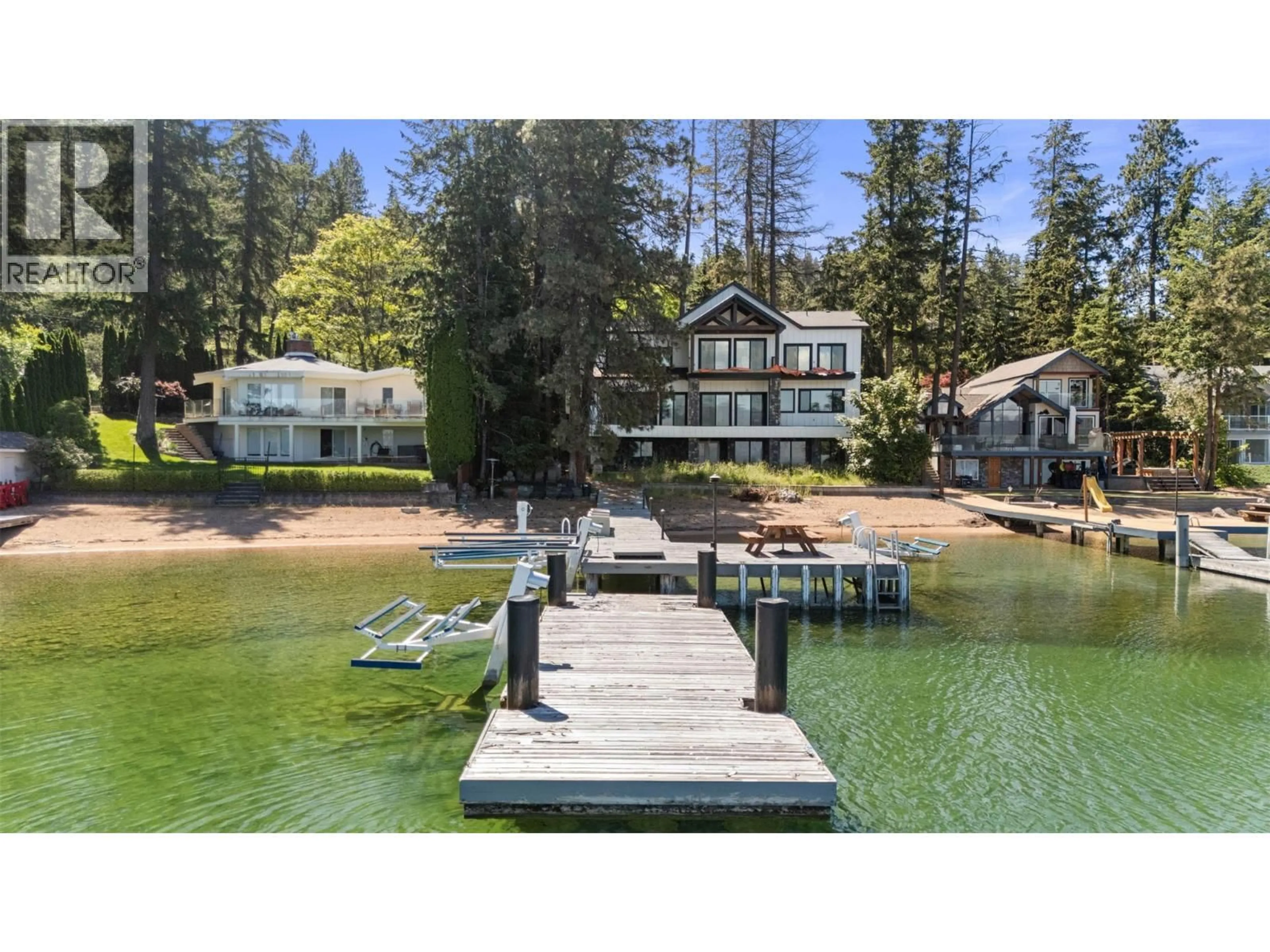 A pic from outside/outdoor area/front of a property/back of a property/a pic from drone, water/lake/river/ocean view for 9701 DELCLIFFE ROAD, Vernon British Columbia V1H1K9