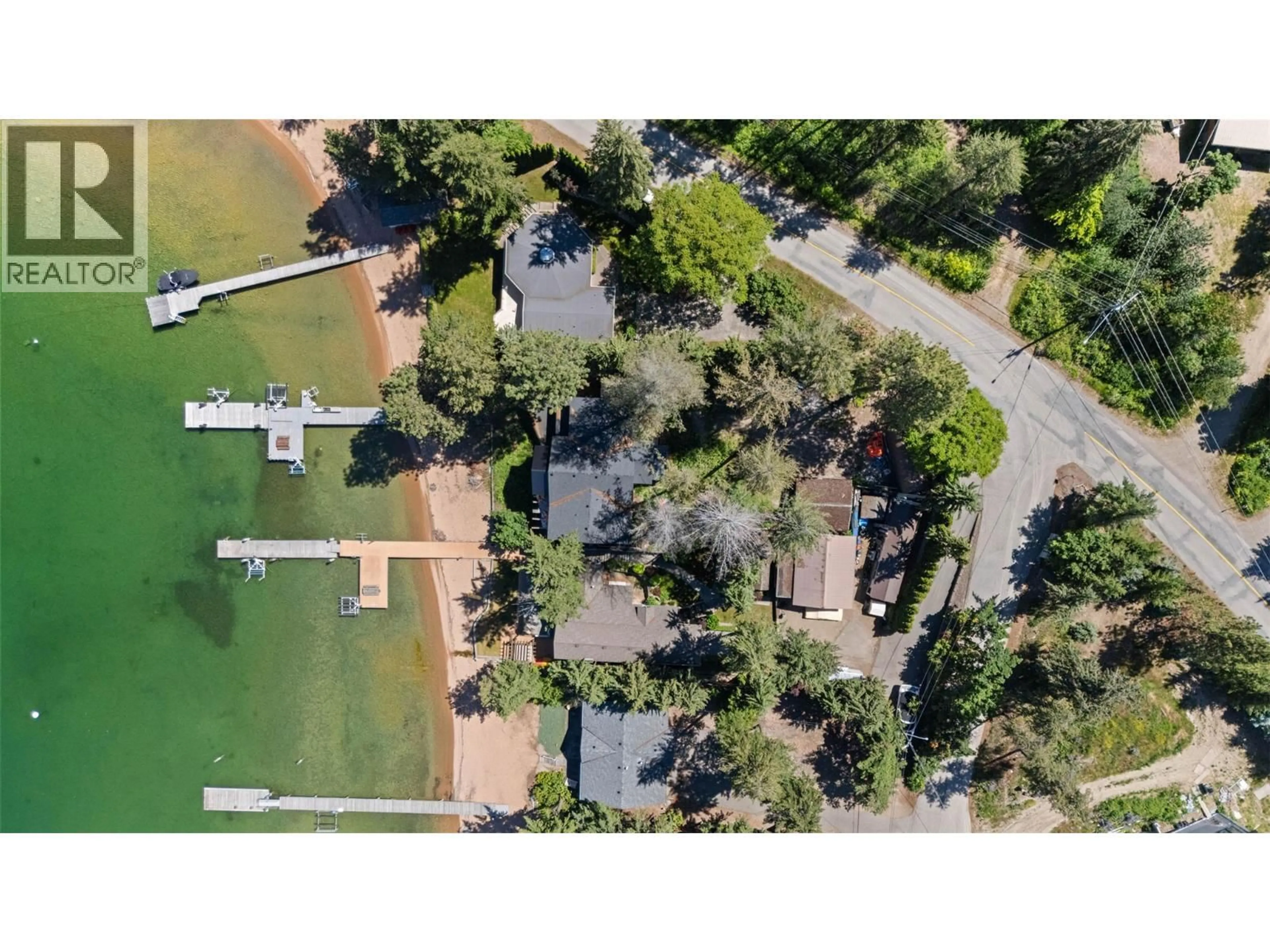 A pic from outside/outdoor area/front of a property/back of a property/a pic from drone, water/lake/river/ocean view for 9701 DELCLIFFE ROAD, Vernon British Columbia V1H1K9