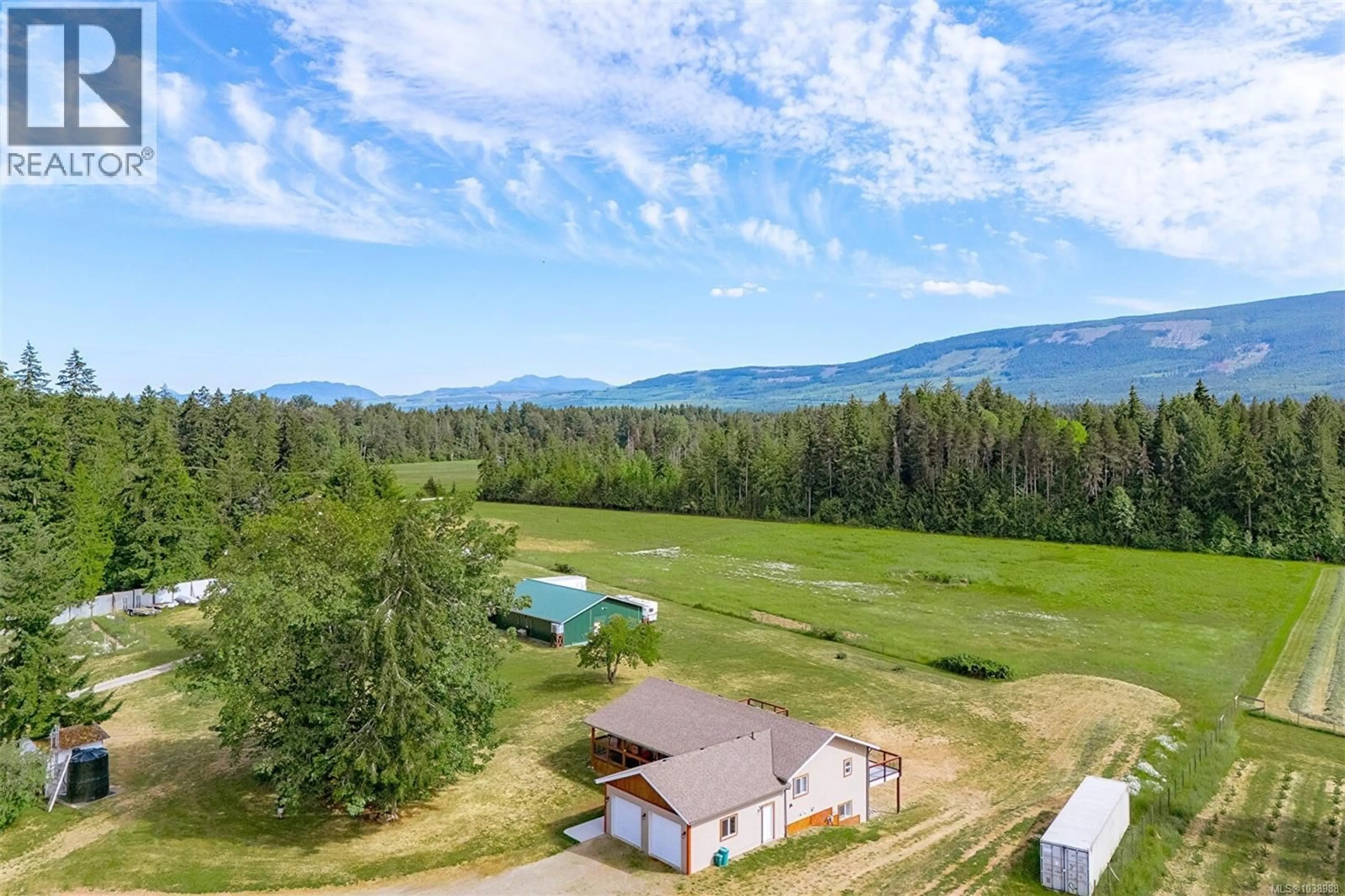 A pic from outside/outdoor area/front of a property/back of a property/a pic from drone, mountain view for 3044 ALBERNI HIGHWAY, Hilliers British Columbia V9K1X3