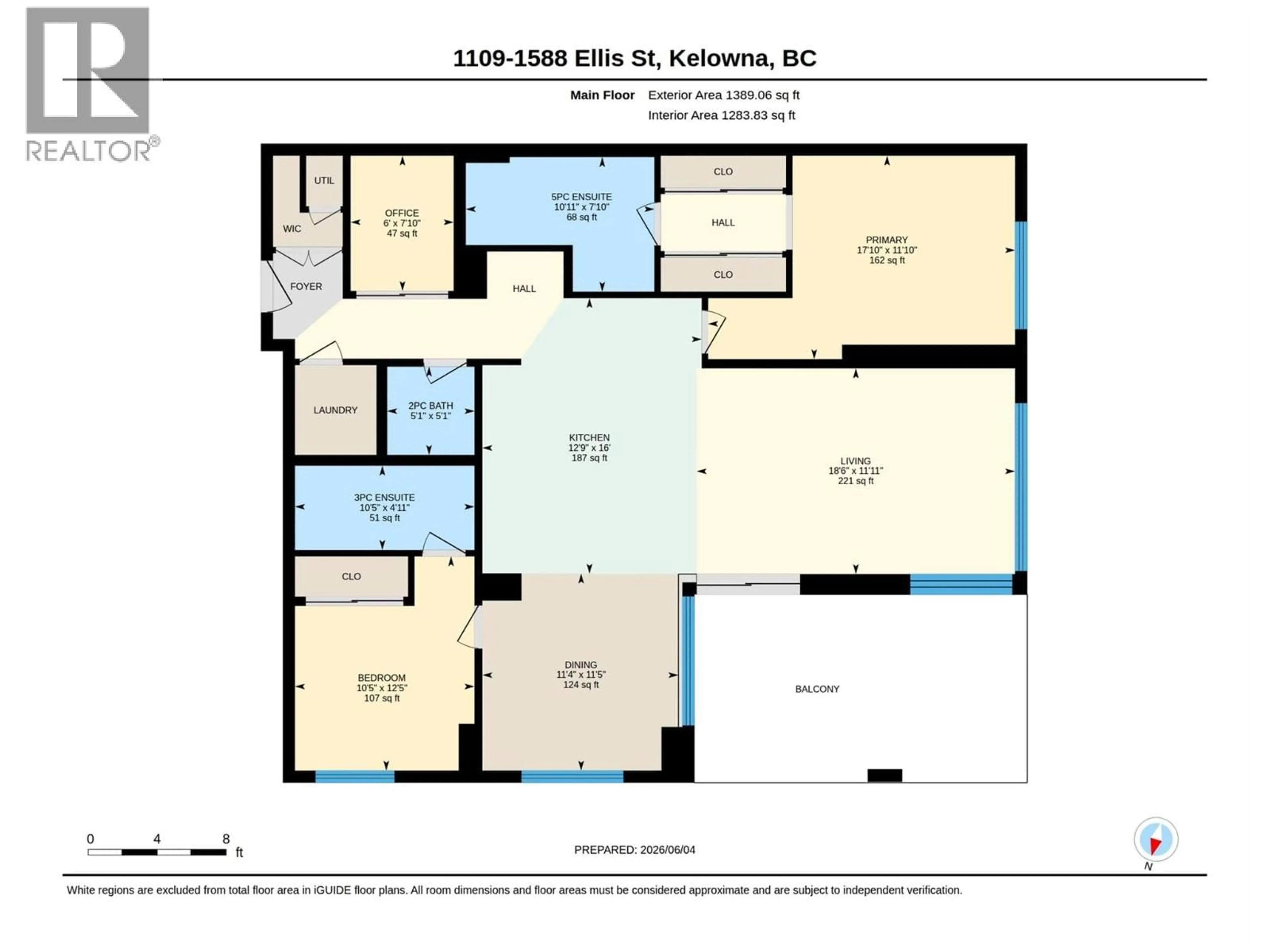 Floor plan for 1109 - 1588 ELLIS STREET, Kelowna British Columbia V1Y0H1