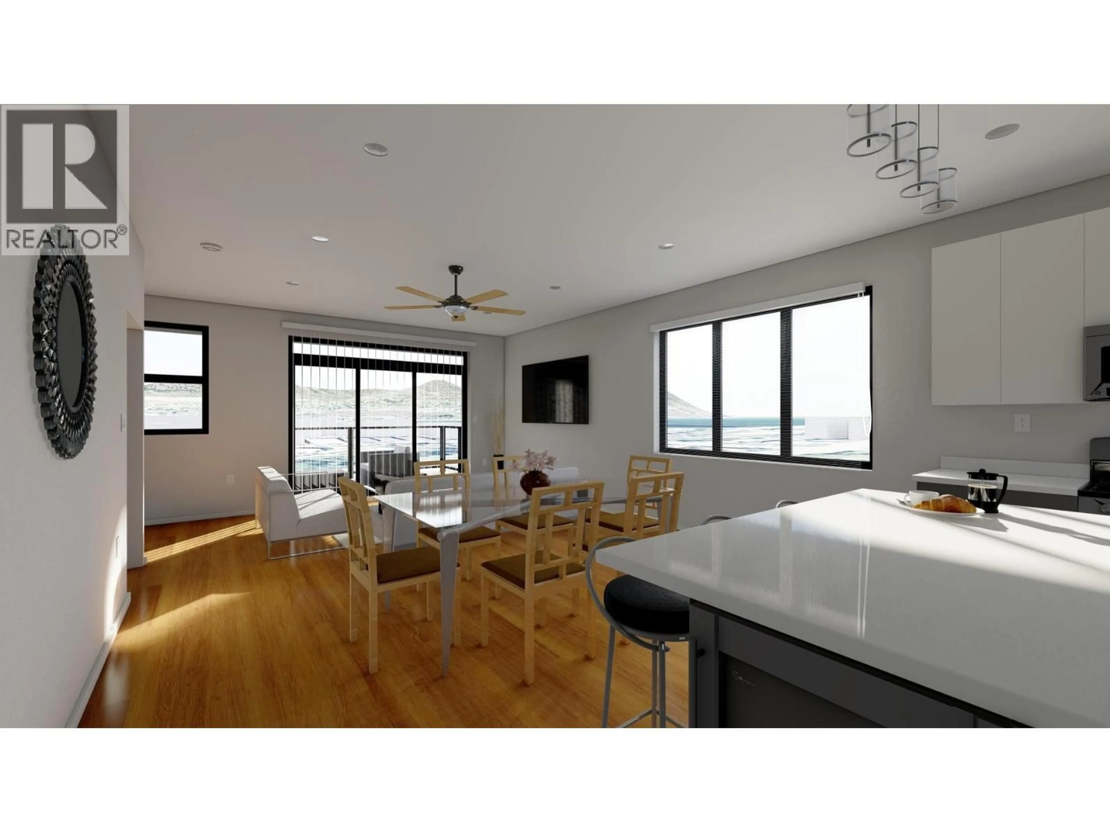 Open concept kitchen, wood/laminate floor for 104 - 463 WADE AVENUE, Penticton British Columbia V2A1T1