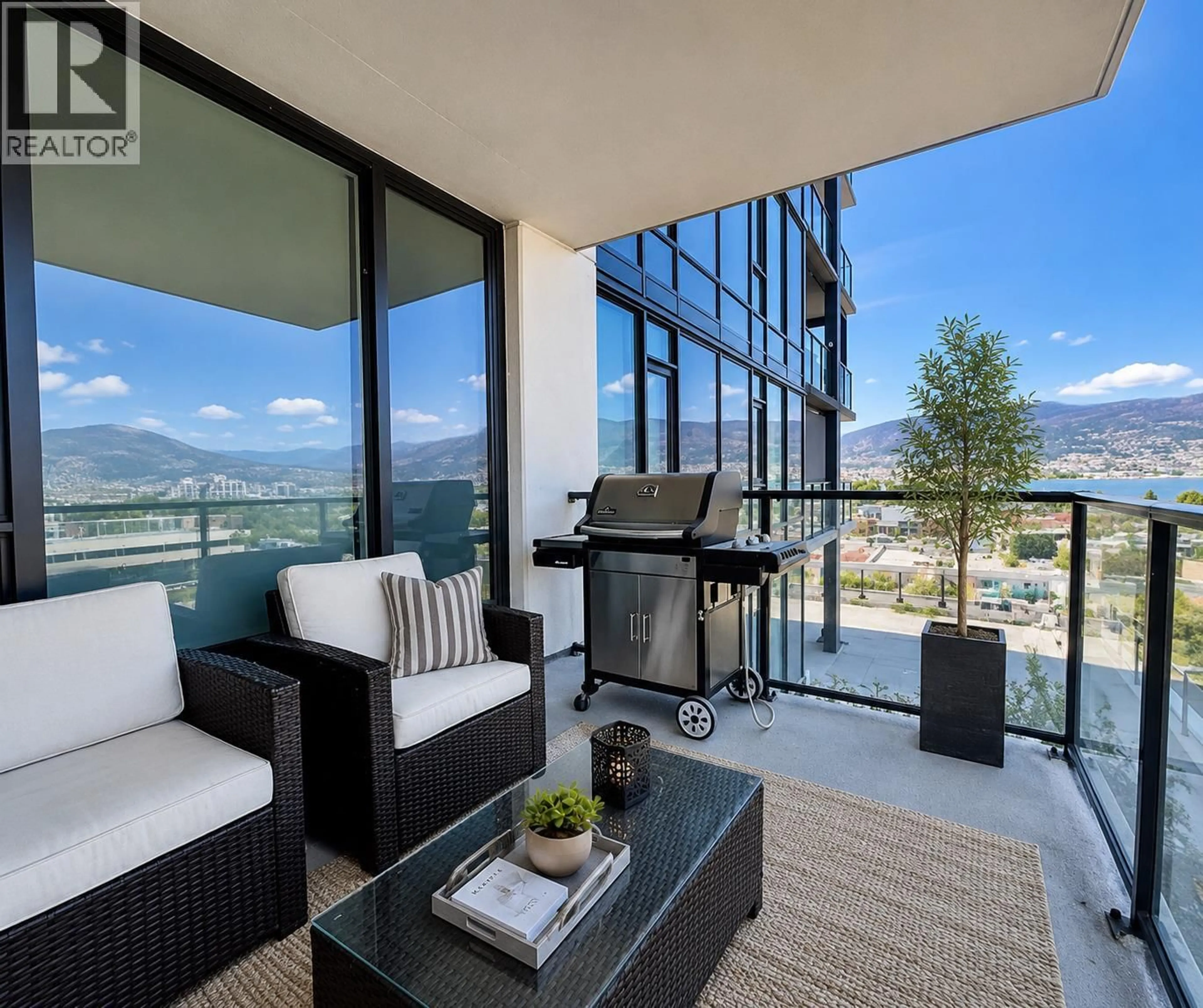 Patio, water/lake/river/ocean view for 701 - 1588 ELLIS STREET, Kelowna British Columbia V1Y8L1