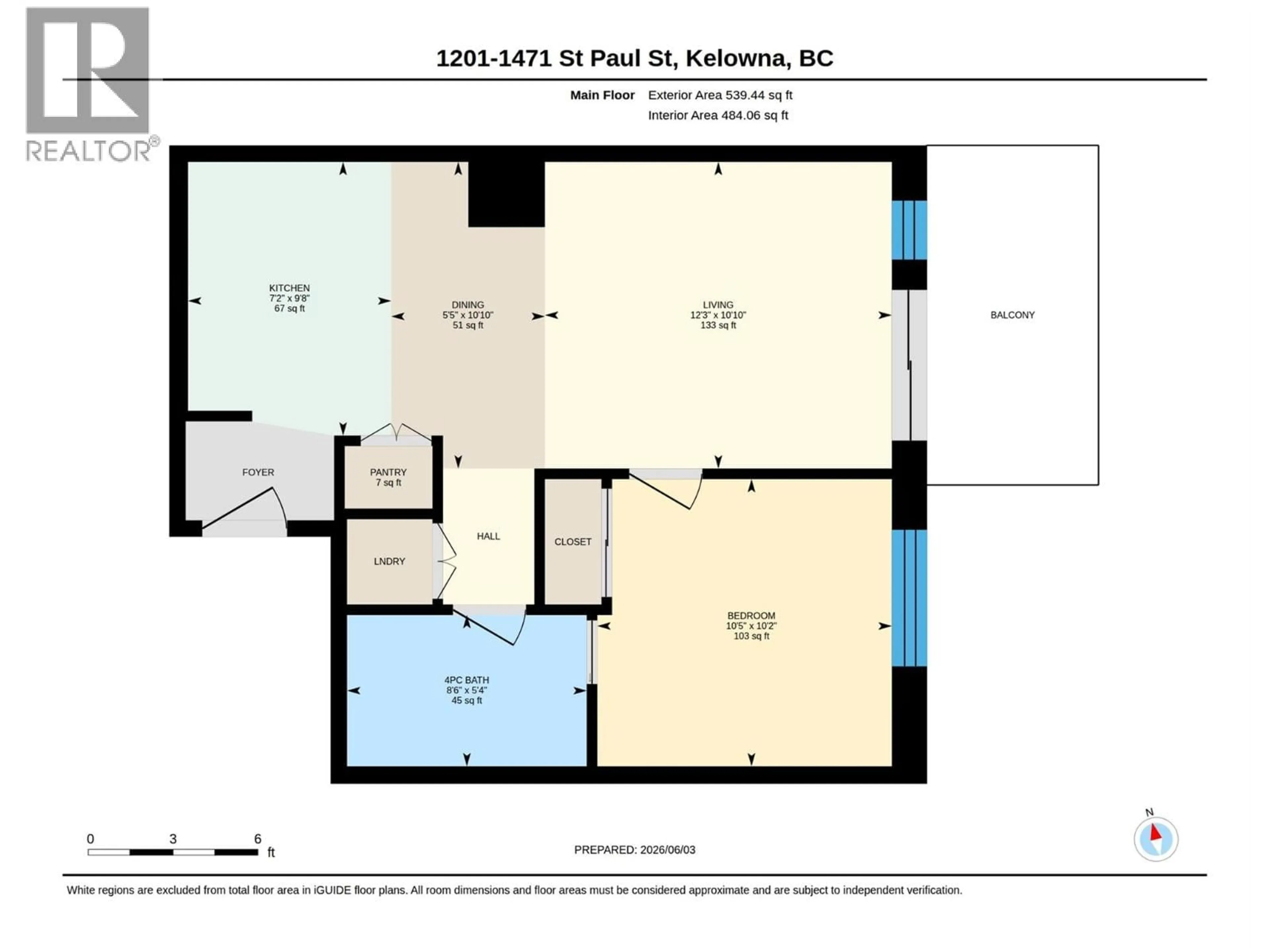 Floor plan for 1201 - 1471 ST PAUL STREET, Kelowna British Columbia V1Y2E6