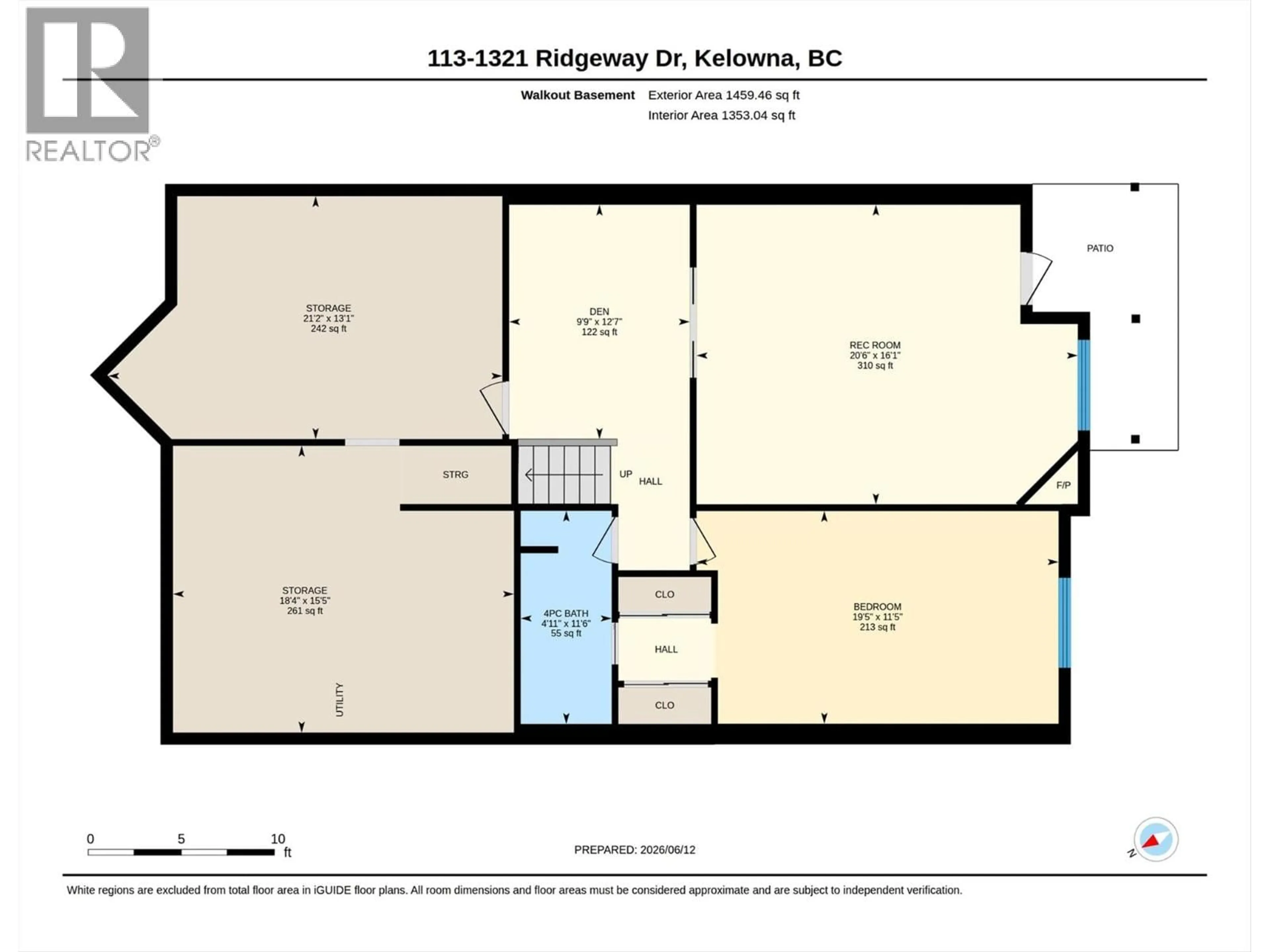 Floor plan for 113 - 1321 RIDGEWAY DRIVE, Kelowna British Columbia V1Y9T6
