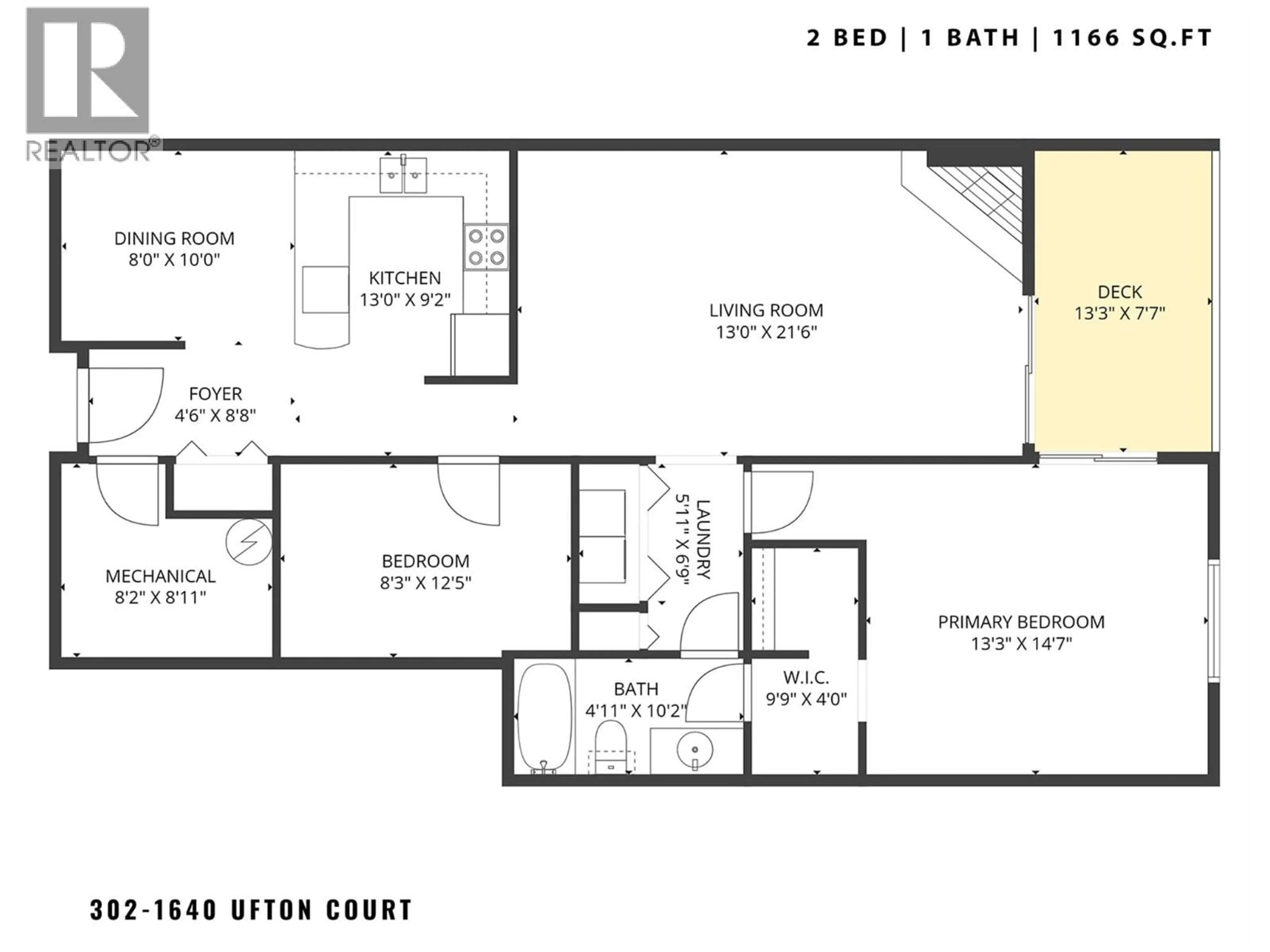 Floor plan for 302 - 1640 UFTON COURT, Kelowna British Columbia V1Y8L5