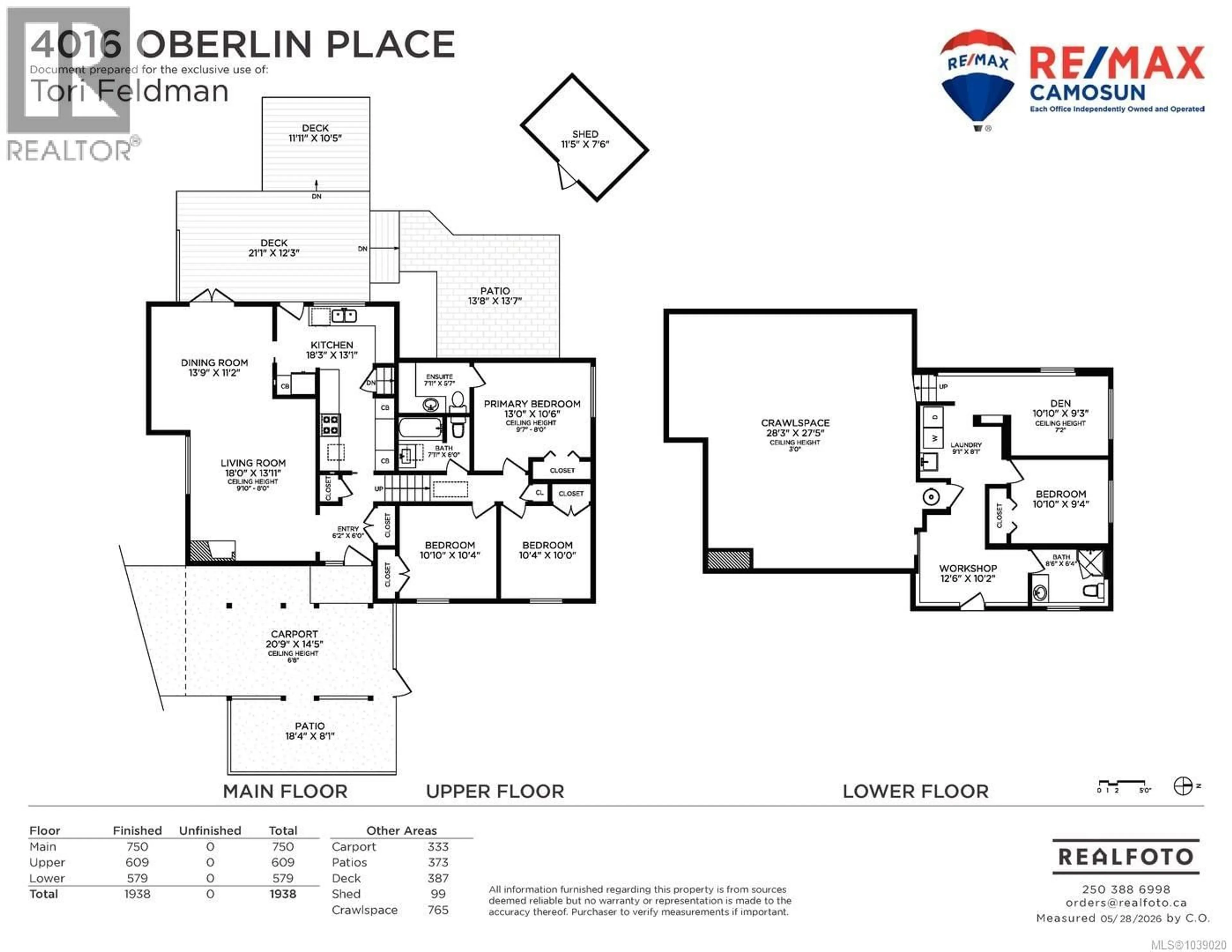 Floor plan for 4016 OBERLIN PLACE, Saanich British Columbia V8N3R5