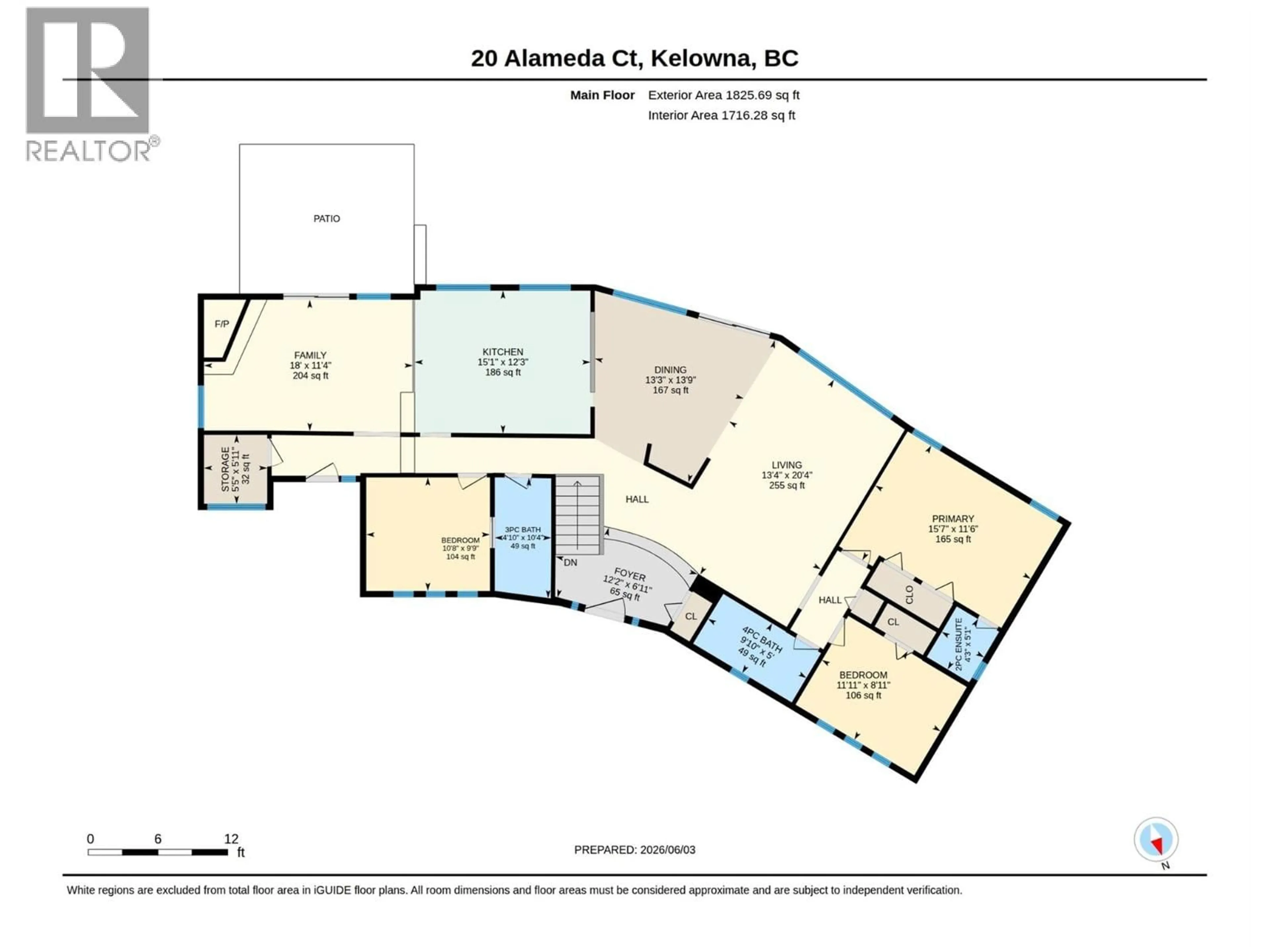 Floor plan for 20 ALAMEDA COURT, Kelowna British Columbia V1V1C7