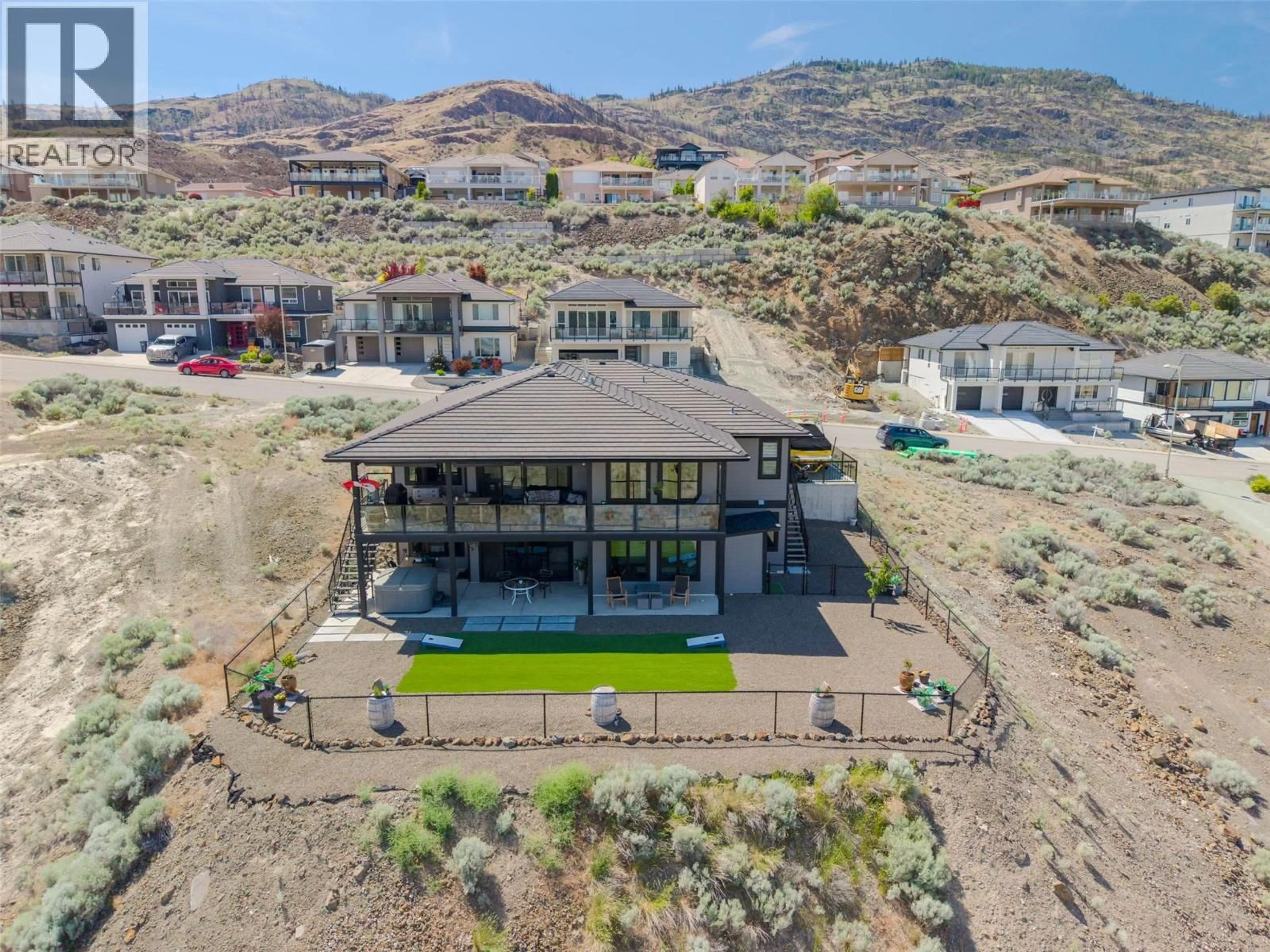 A pic from outside/outdoor area/front of a property/back of a property/a pic from drone, water/lake/river/ocean view for 3803 TORREY PINES DRIVE, Osoyoos British Columbia V0H1V4