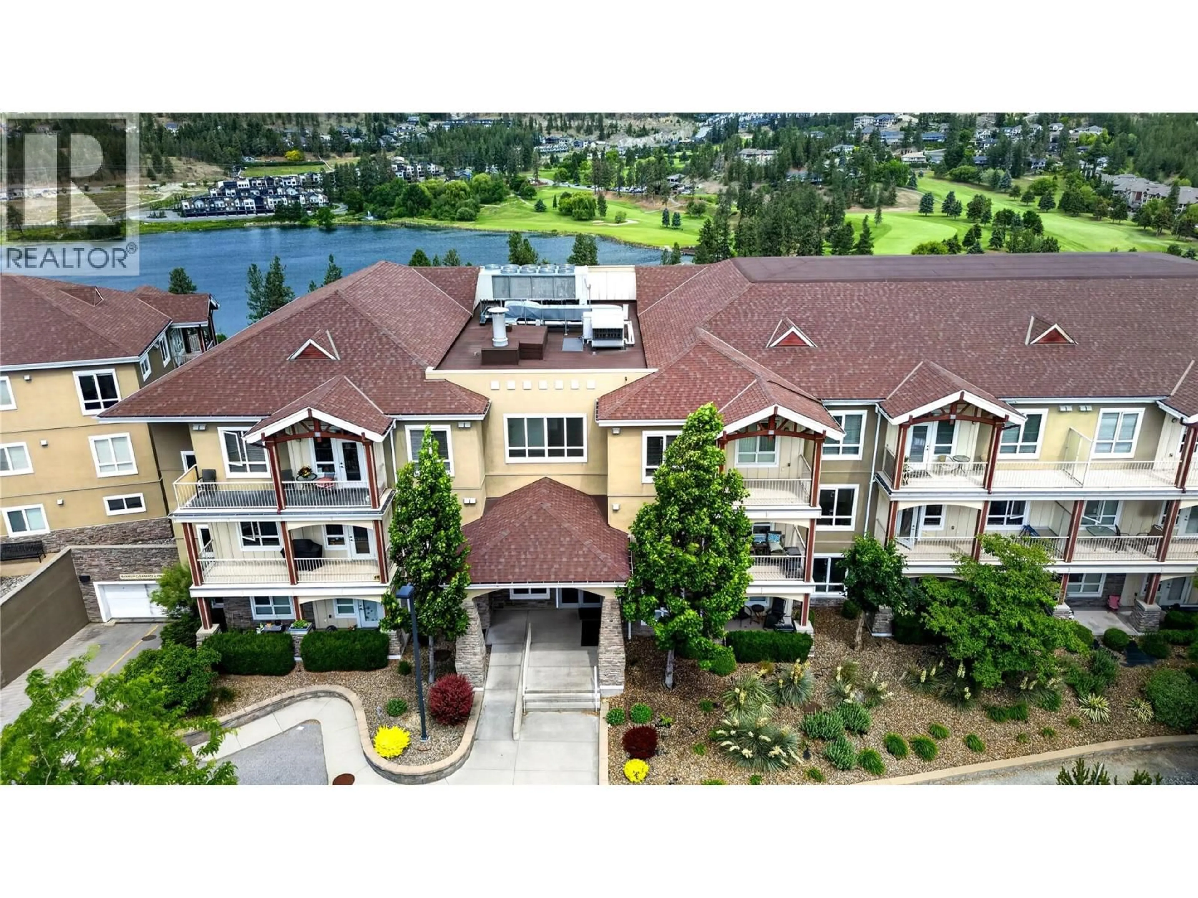 A pic from outside/outdoor area/front of a property/back of a property/a pic from drone, water/lake/river/ocean view for 2201-2200 UPPER SUNDANCE DRIVE, West Kelowna British Columbia V4T3E8