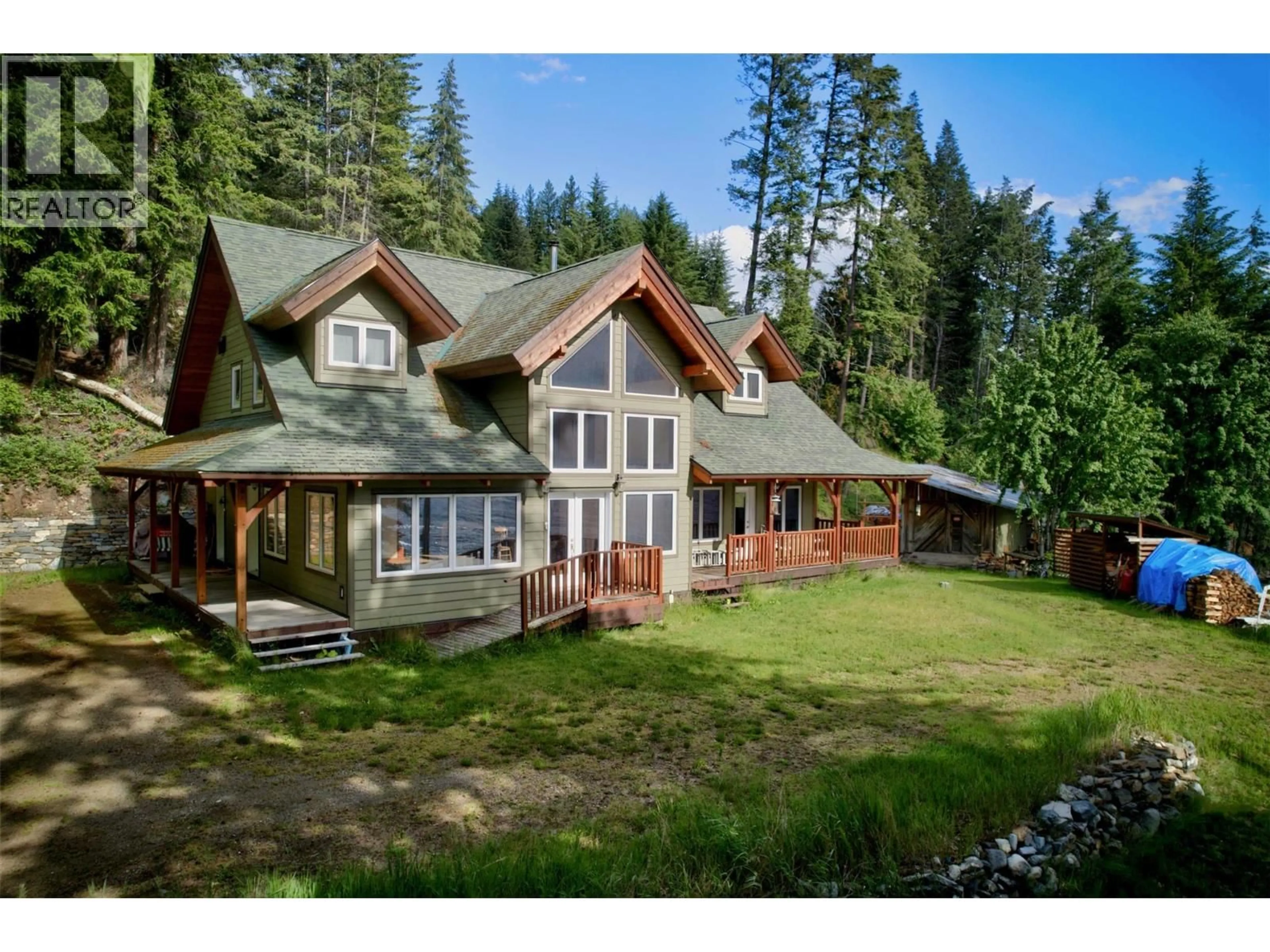 A pic from outside/outdoor area/front of a property/back of a property/a pic from drone, mountain view for 1851 JOHNSONS LANDING ROAD, Johnsons Landing British Columbia V0G1B0