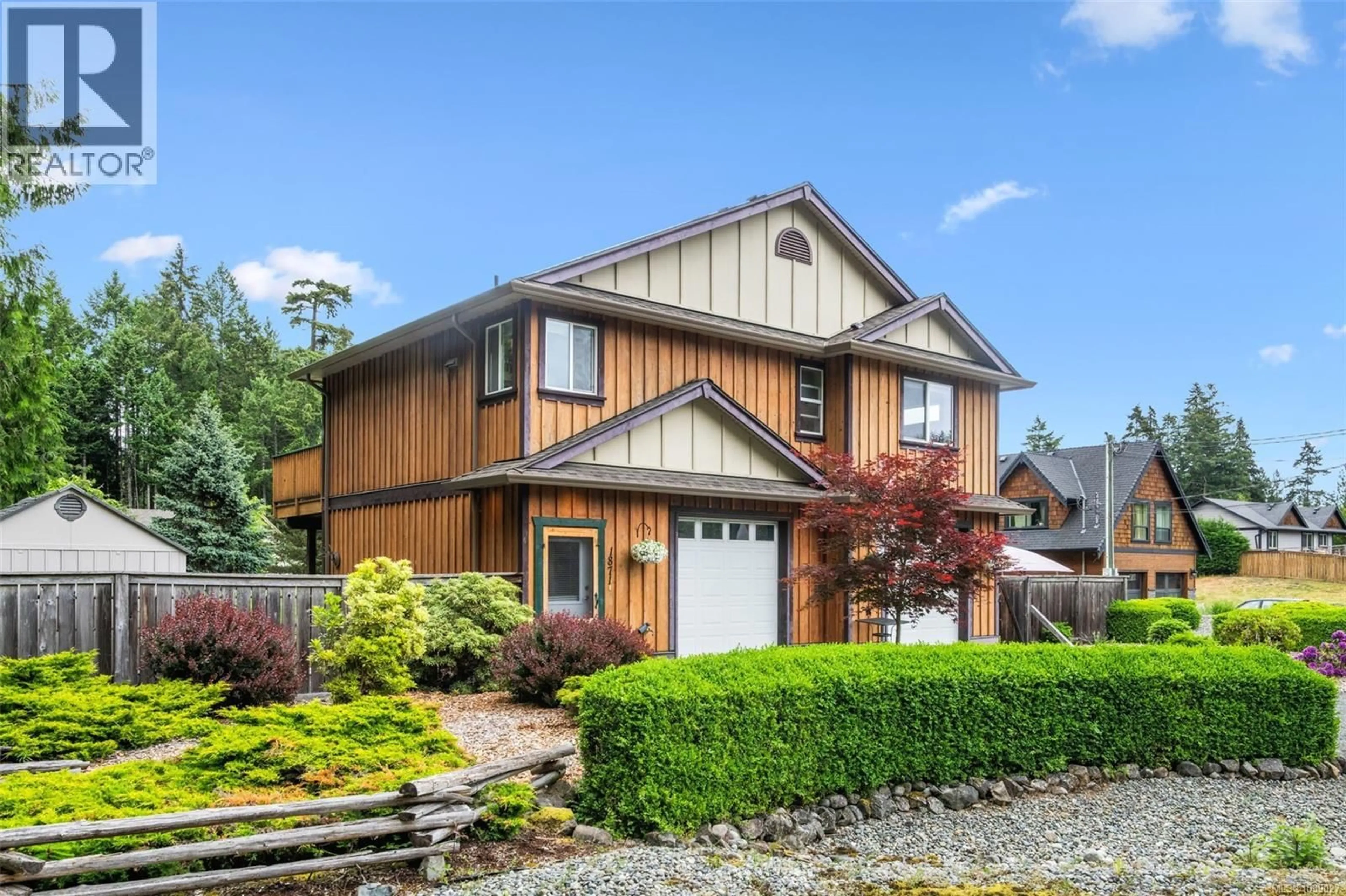Home with vinyl exterior material, street for 1871 HIGHLAND RIDGE ROAD, Shawnigan Lake British Columbia V8H2H9