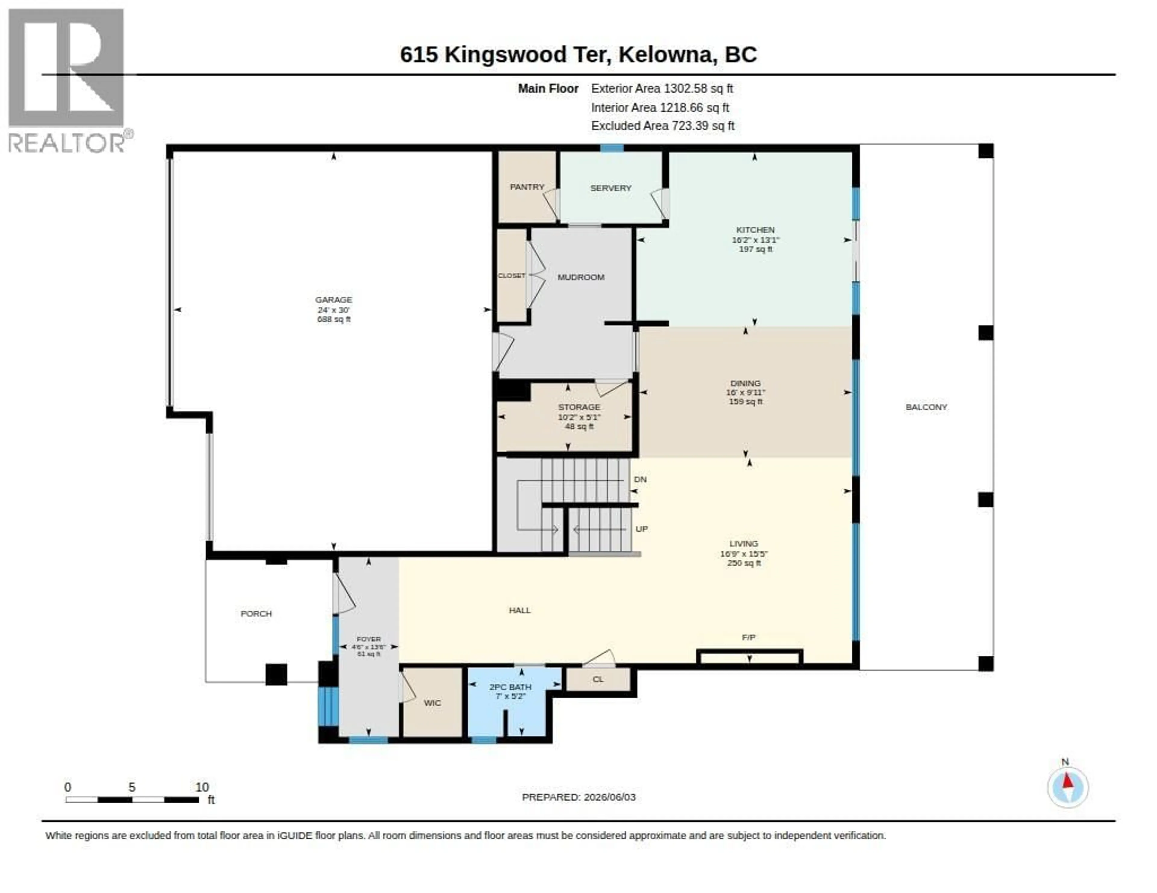 Floor plan for 615 KINGSWOOD TERRACE, Kelowna British Columbia V1V0J2