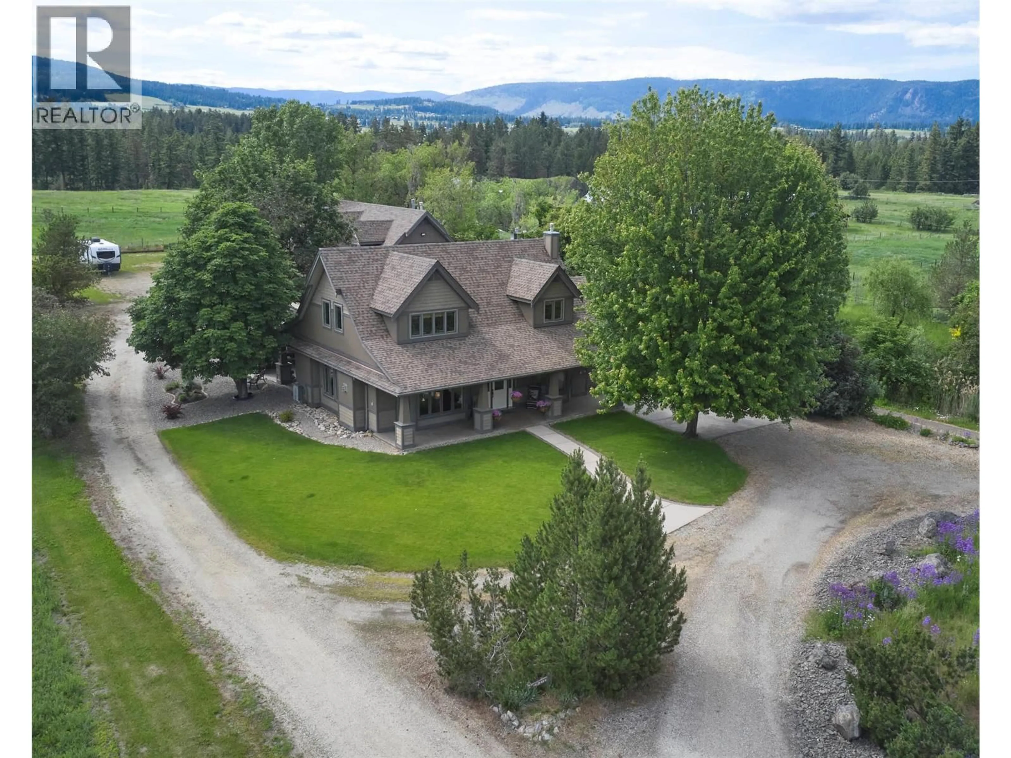 A pic from outside/outdoor area/front of a property/back of a property/a pic from drone, mountain view for 4201 HIGHLAND PARK ROAD, Armstrong British Columbia V4Y0L3