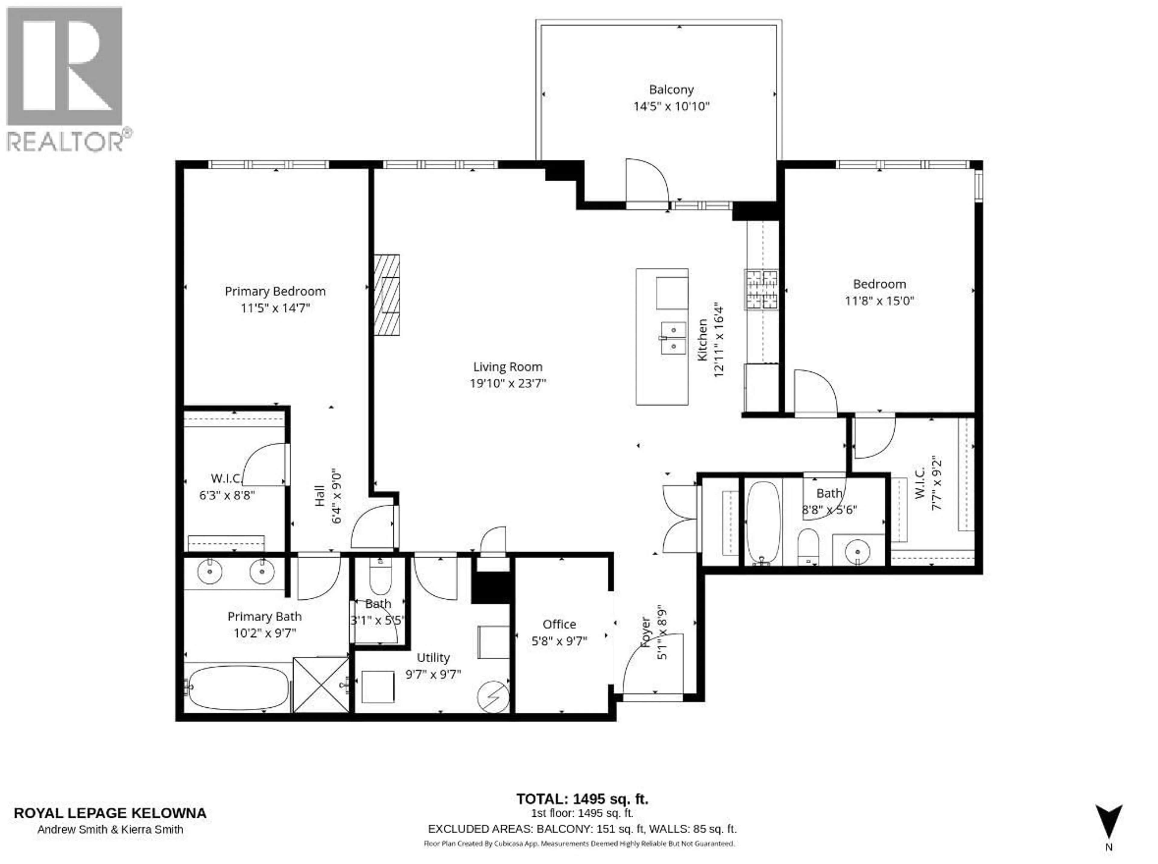 Floor plan for 1008 - 1160 BERNARD AVENUE, Kelowna British Columbia V1Y6R2