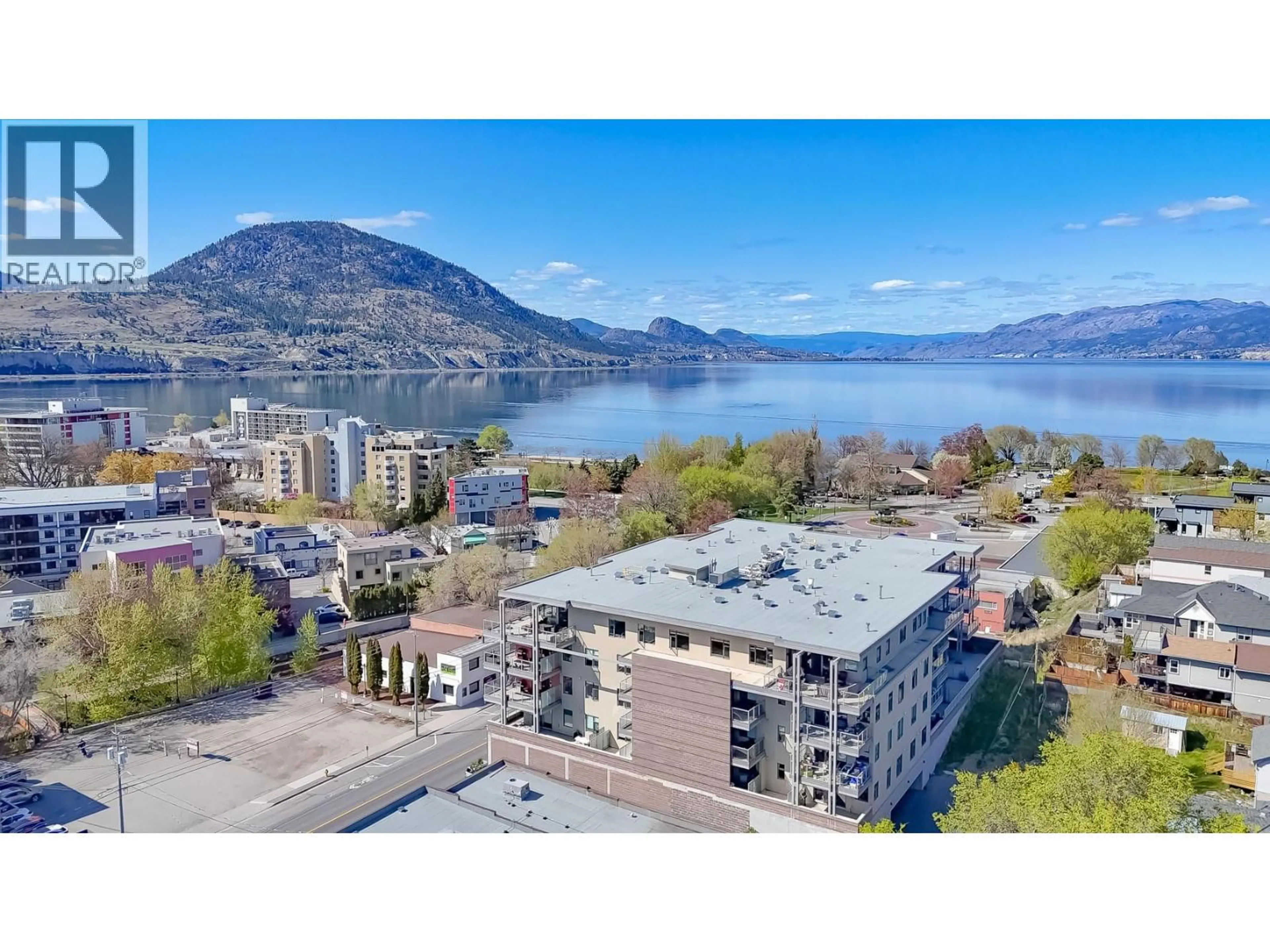 A pic from outside/outdoor area/front of a property/back of a property/a pic from drone, water/lake/river/ocean view for 308 - 110 ELLIS STREET, Penticton British Columbia V2A4L5