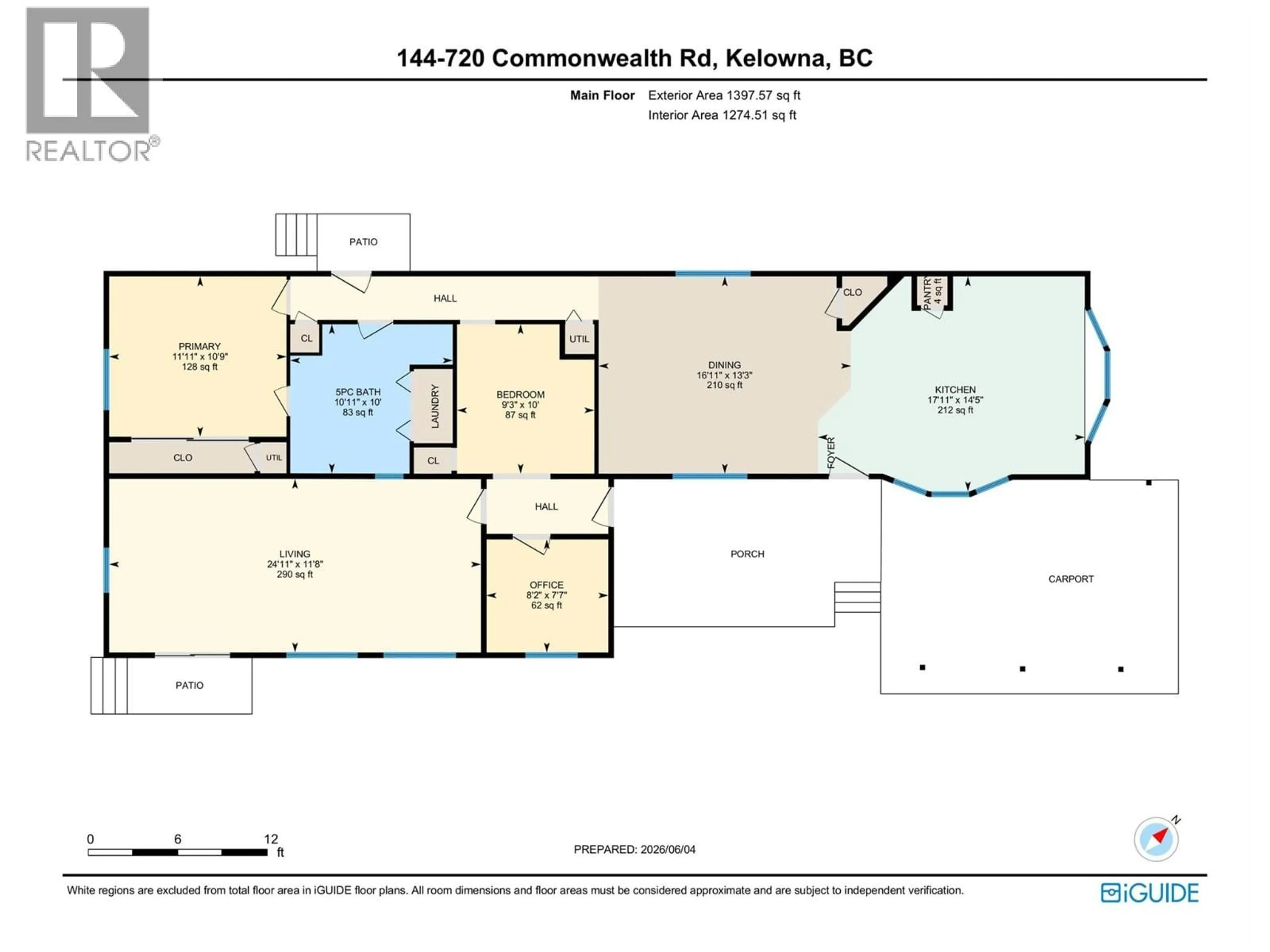 Floor plan for 144 - 720 COMMONWEALTH ROAD, Kelowna British Columbia V4V1R9
