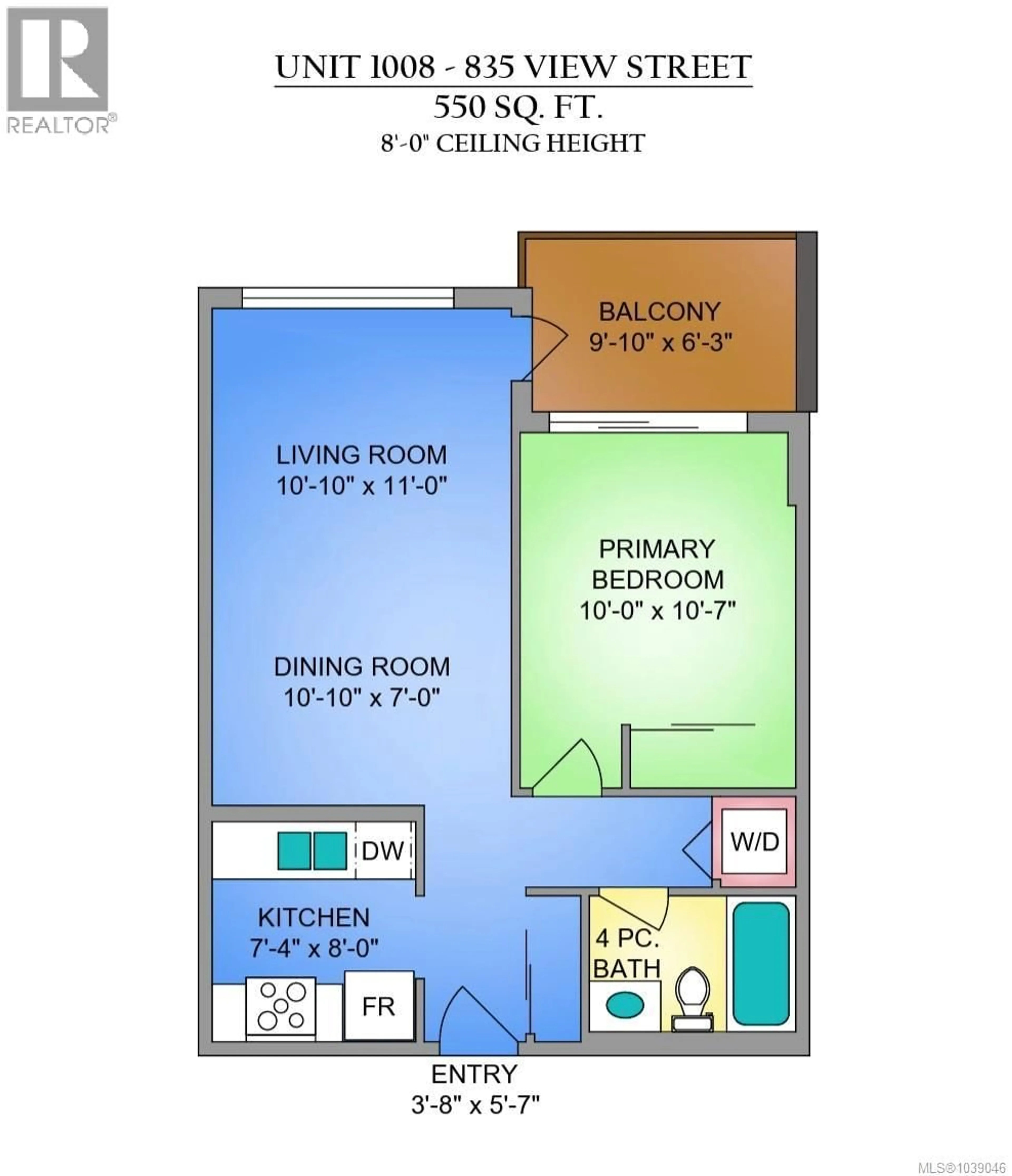 Floor plan for 1008 - 835 VIEW STREET, Victoria British Columbia V8W3W8