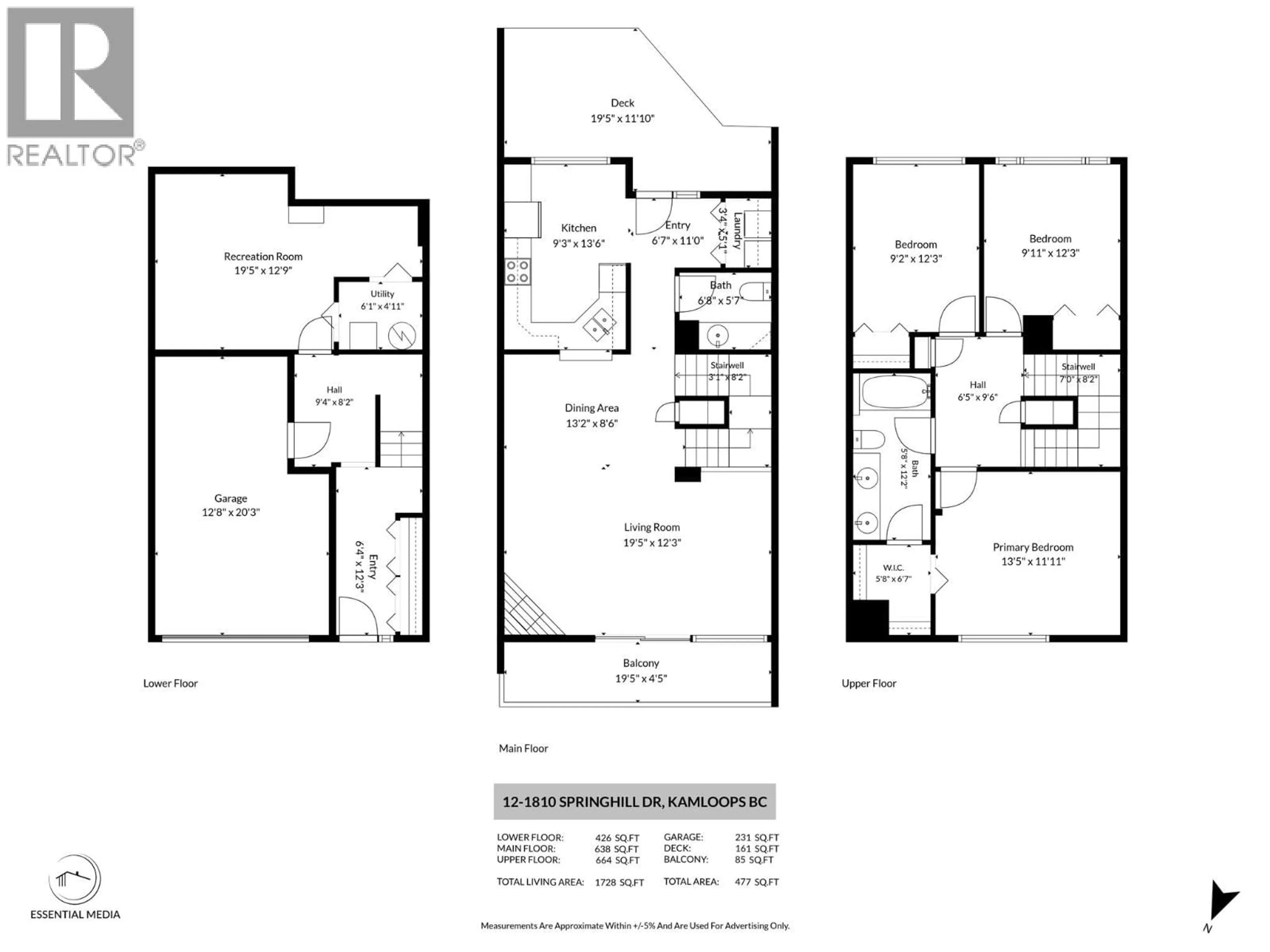 Floor plan for 12 - 1810 SPRINGHILL DRIVE, Kamloops British Columbia V2E1P9
