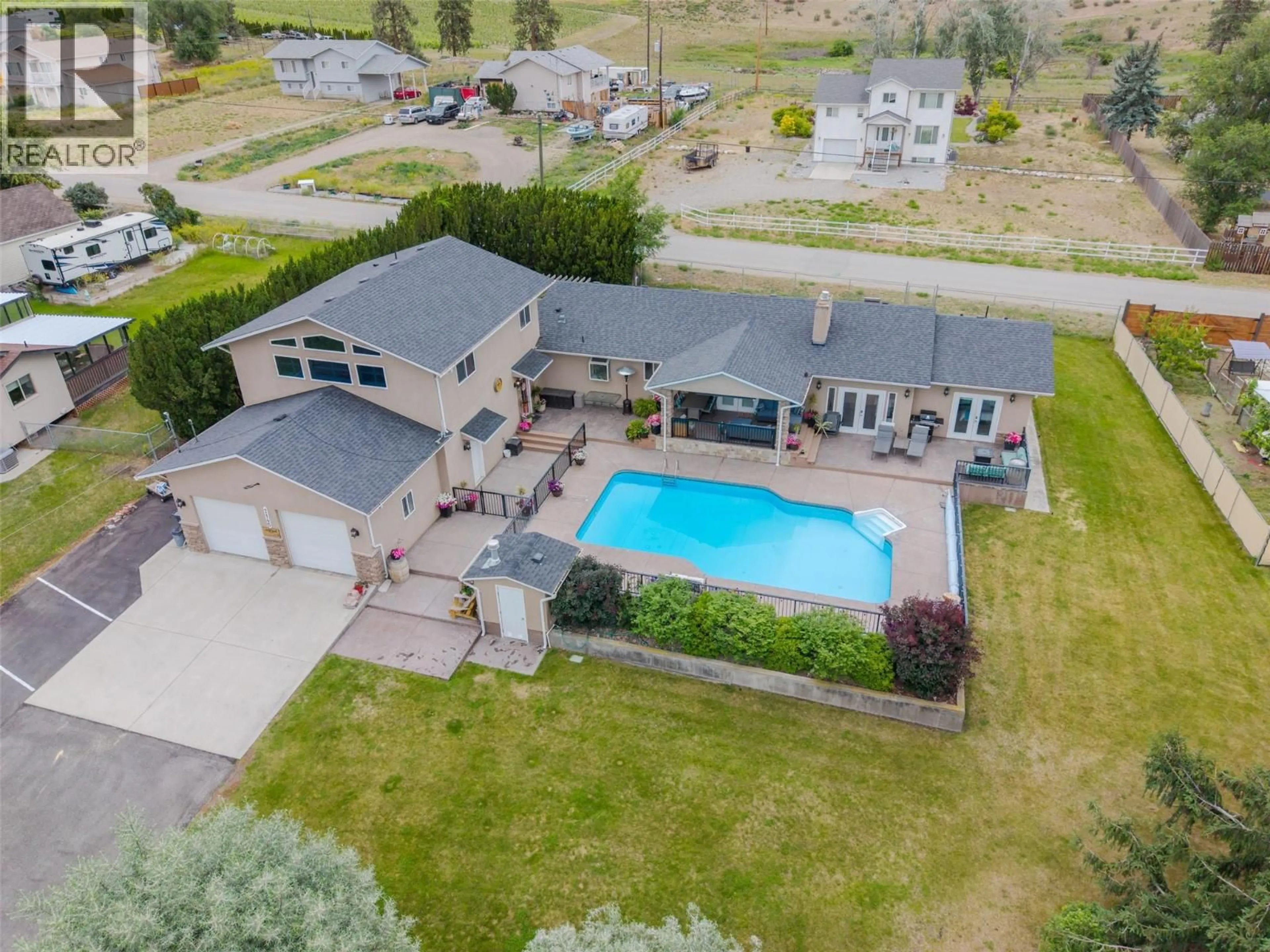 A pic from outside/outdoor area/front of a property/back of a property/a pic from drone, water/lake/river/ocean view for 7145 TUCELNUIT DRIVE, Oliver British Columbia V0H1T2