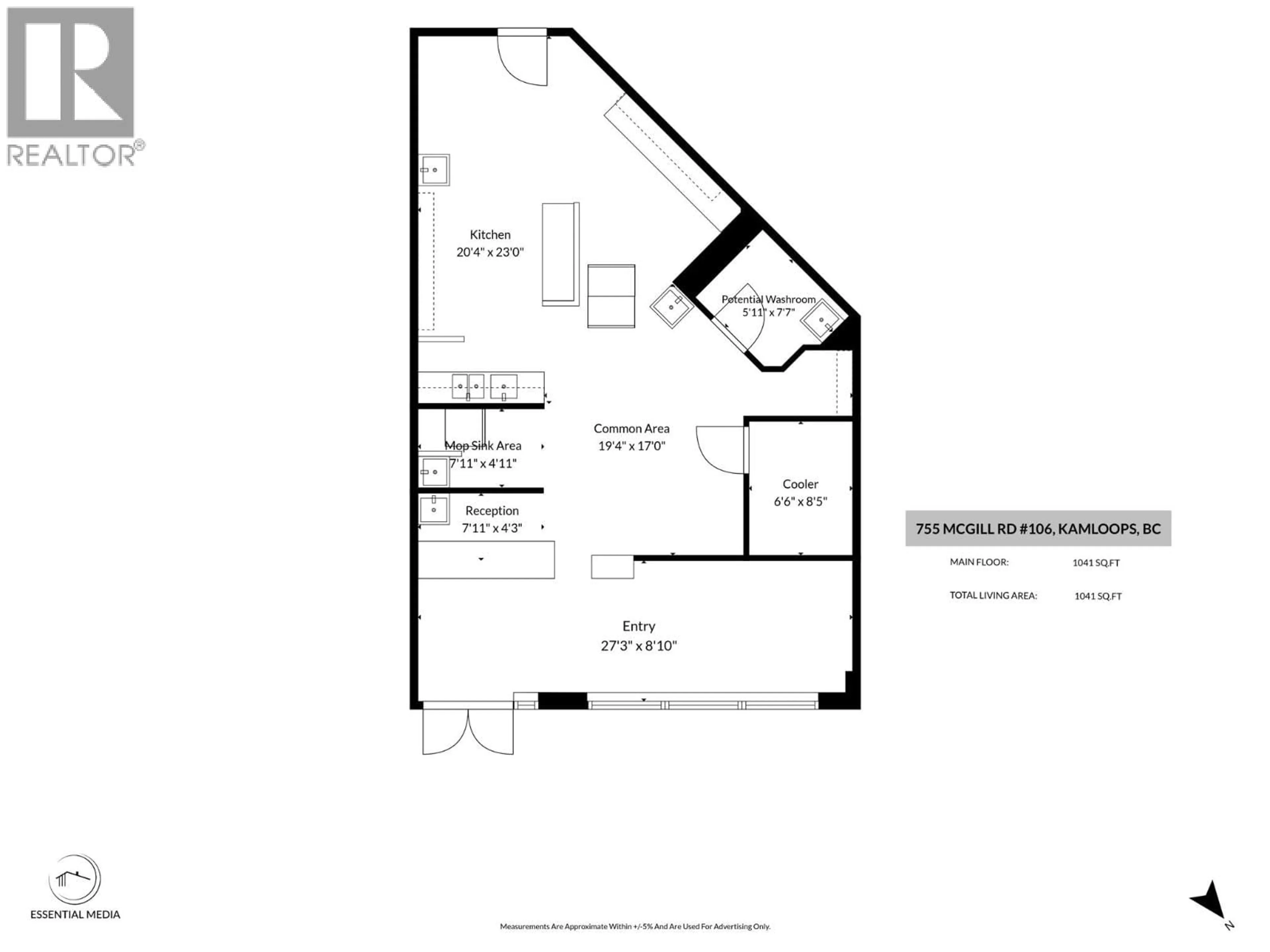 Floor plan for 106 - 755 MCGILL ROAD, Kamloops British Columbia V2C0B6