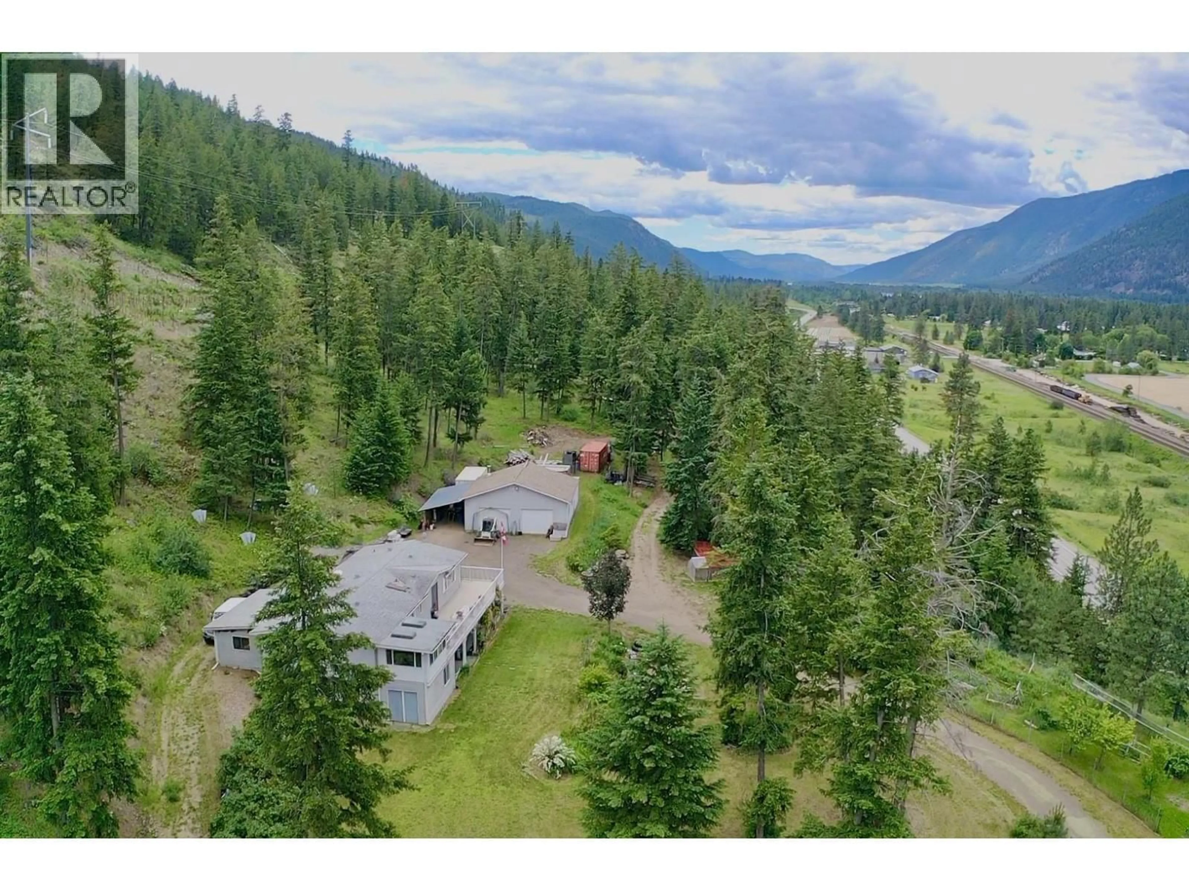 A pic from outside/outdoor area/front of a property/back of a property/a pic from drone, mountain view for 1120 YELLOWHEAD HIGHWAY SOUTH, McLure British Columbia V0E2H0