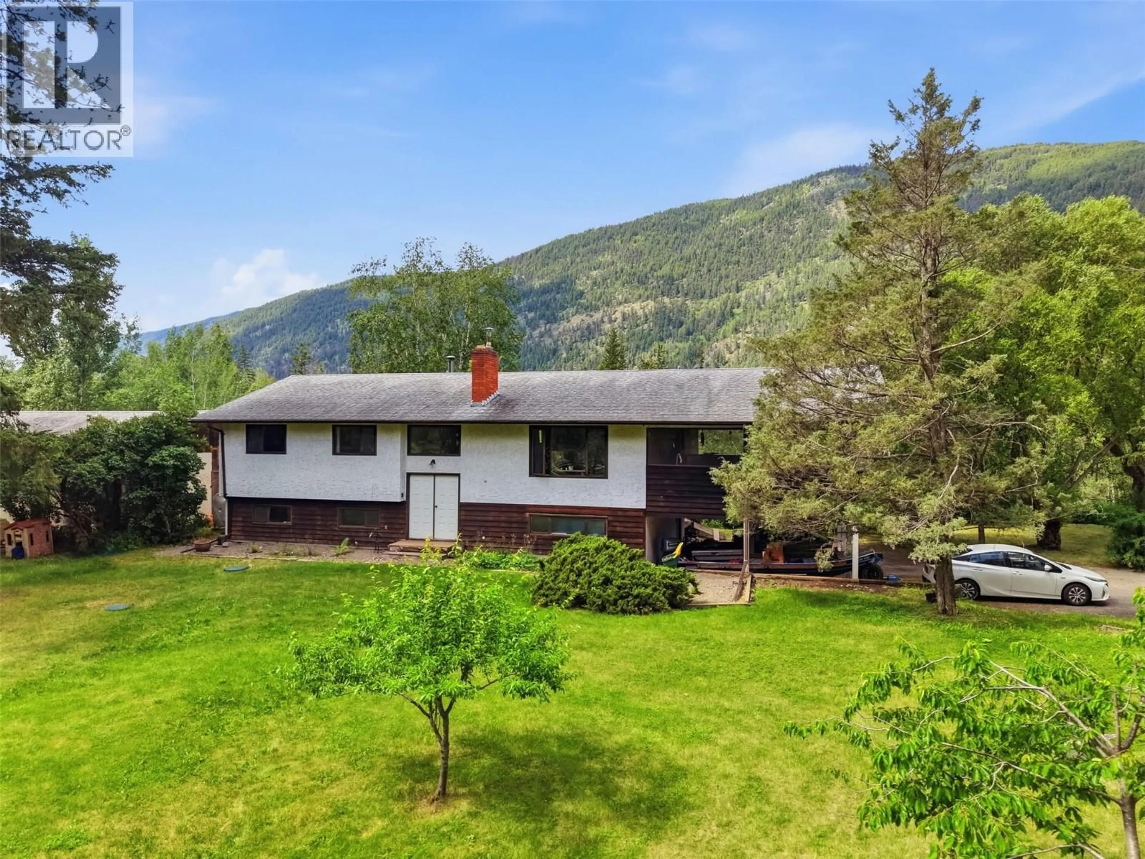 A pic from outside/outdoor area/front of a property/back of a property/a pic from drone, mountain view for 216 MCLURE FERRY ROAD, McLure British Columbia V0E1E0