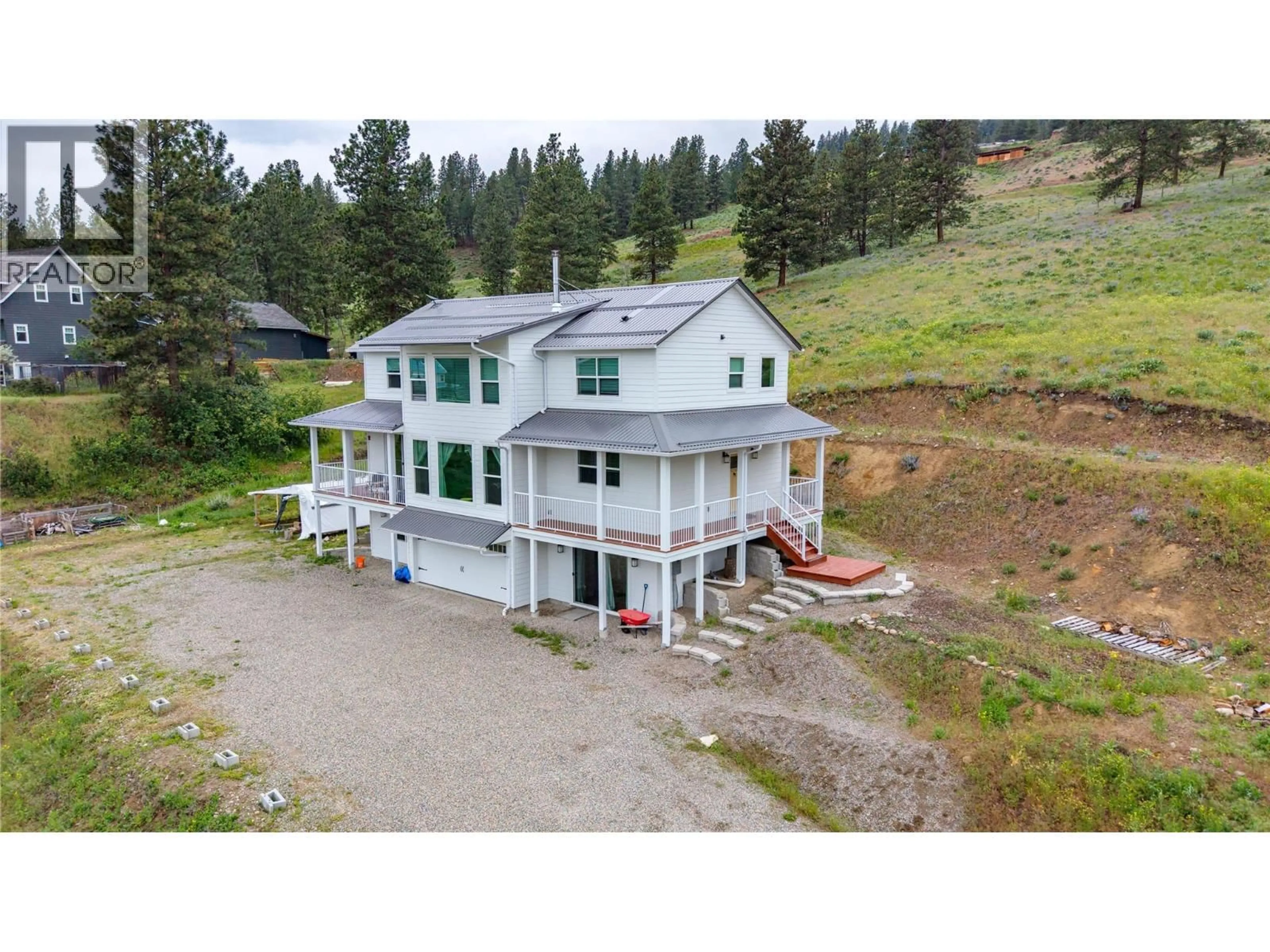 A pic from outside/outdoor area/front of a property/back of a property/a pic from drone, building for 318 HIDDEN VALLEY ROAD, Princeton British Columbia V0X1W0