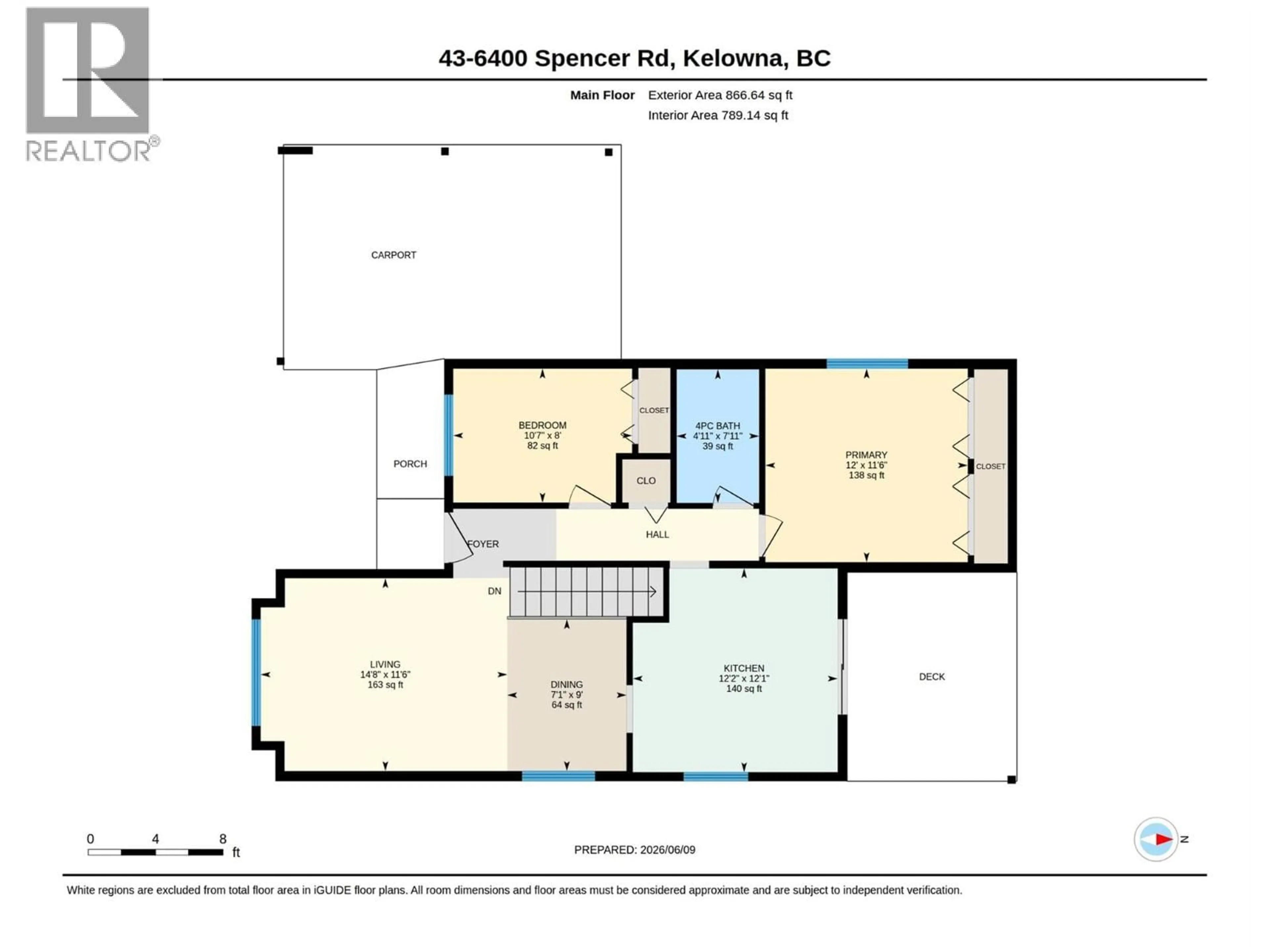 Floor plan for 43 - 6400 SPENCER ROAD, Kelowna British Columbia V1X7T6