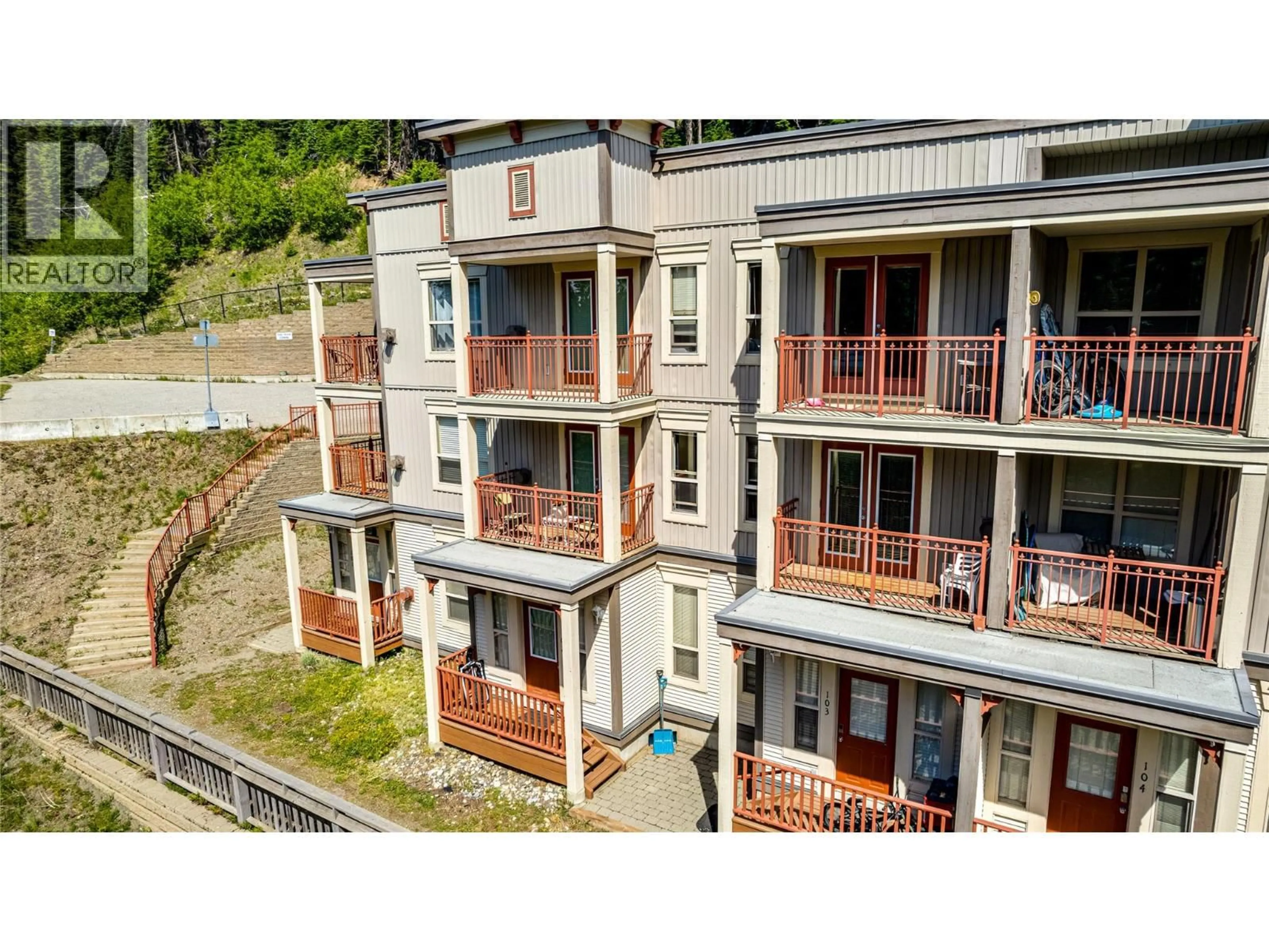 A pic from outside/outdoor area/front of a property/back of a property/a pic from drone, city buildings view from balcony for 202 - 9812 SILVER STAR ROAD, Vernon British Columbia V1B3Y9