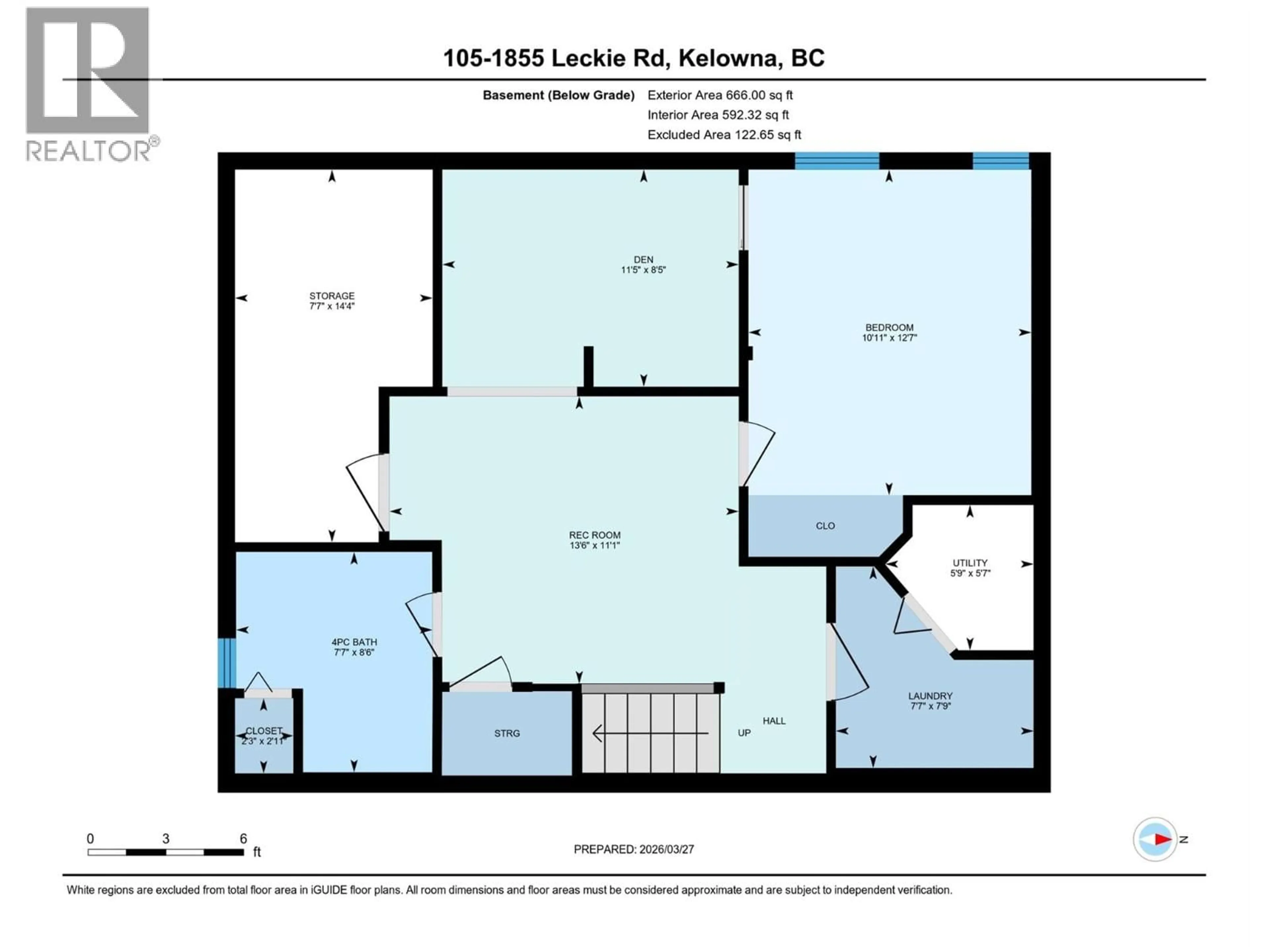 Floor plan for 105 - 1855 LECKIE ROAD, Kelowna British Columbia V1X7H8
