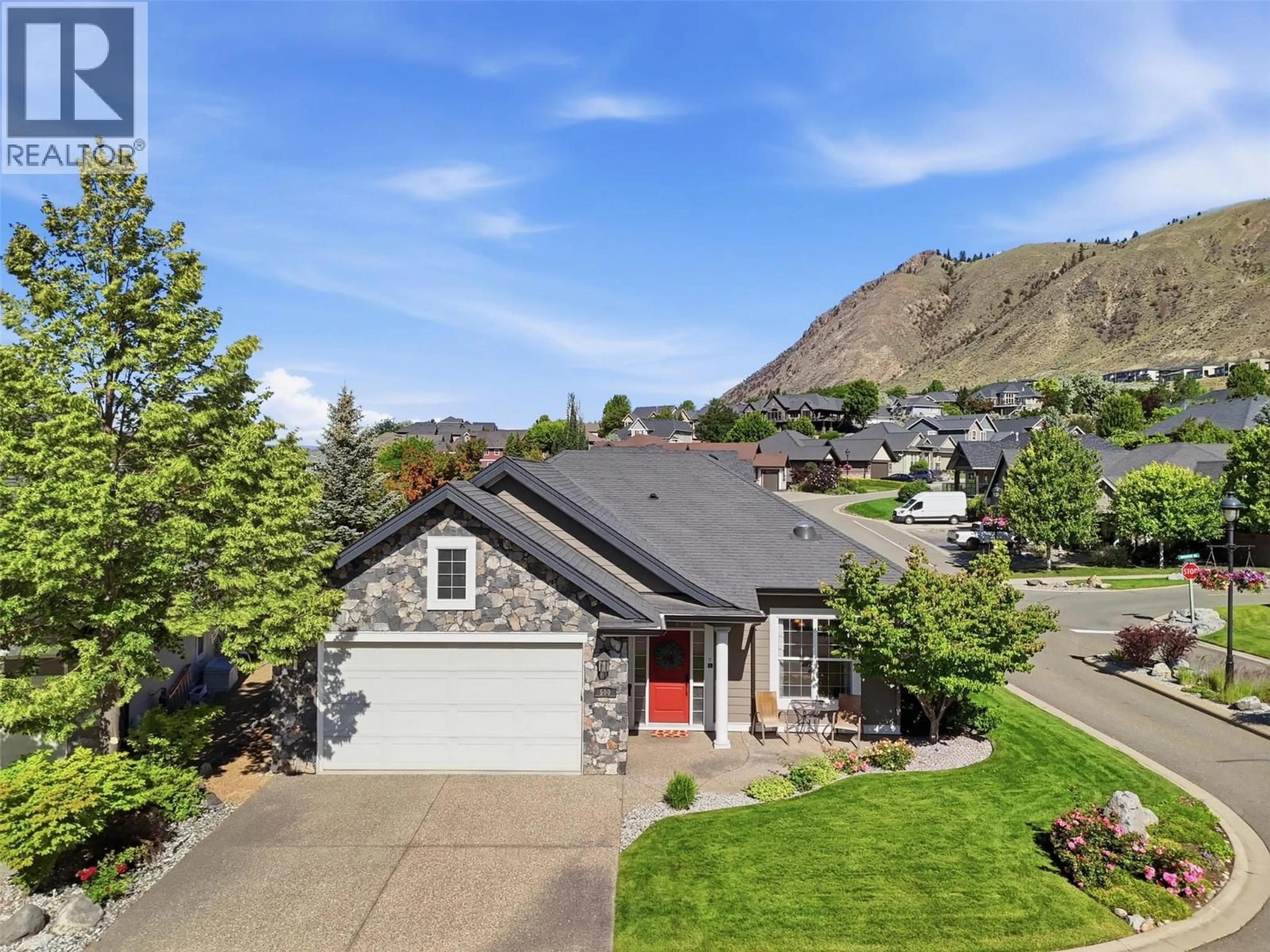 A pic from outside/outdoor area/front of a property/back of a property/a pic from drone, mountain view for 500 STONERIDGE DRIVE, Kamloops British Columbia V2H0A7