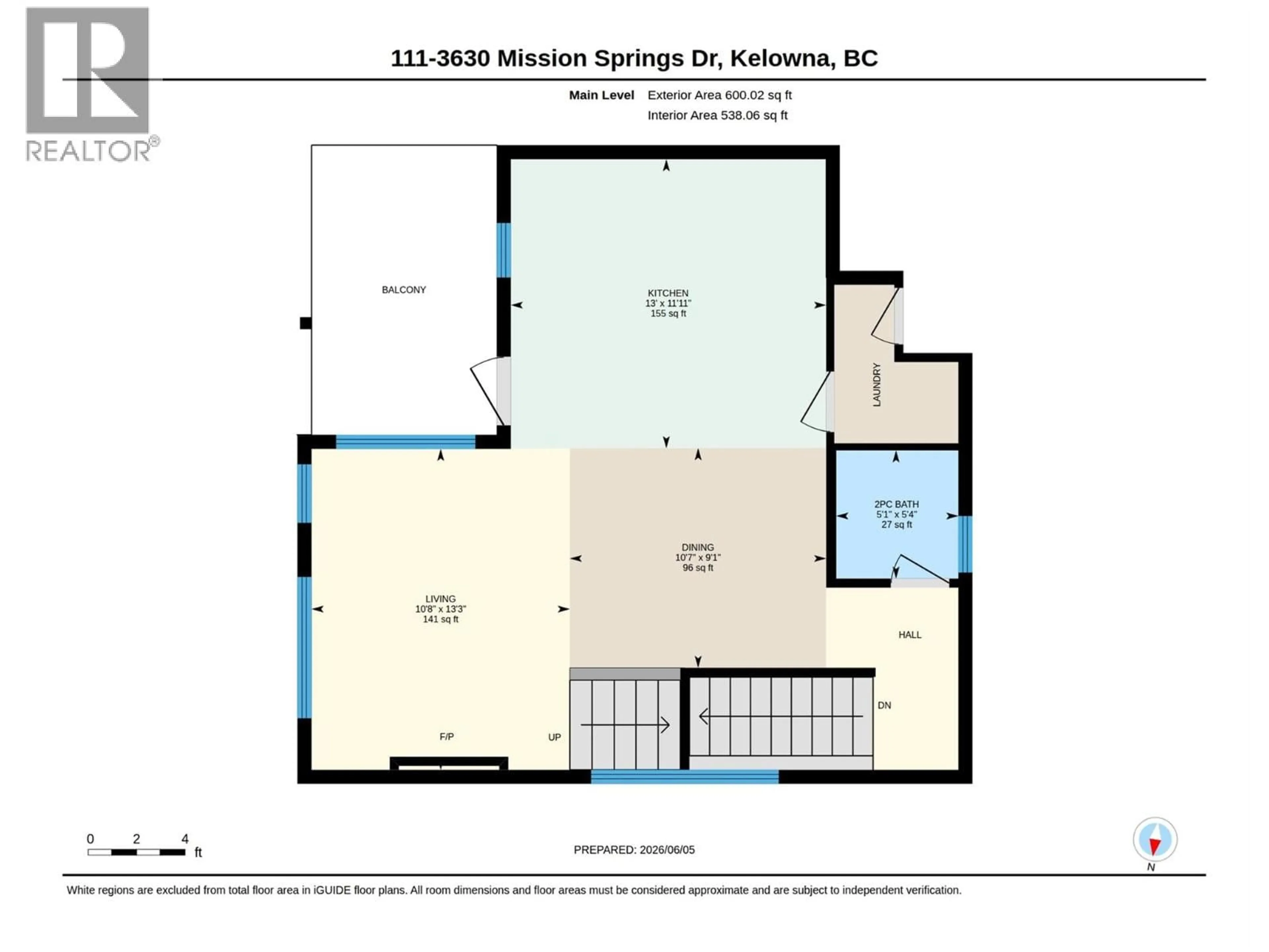 Floor plan for 111 - 3630 MISSION SPRINGS DRIVE, Kelowna British Columbia V1W3G7