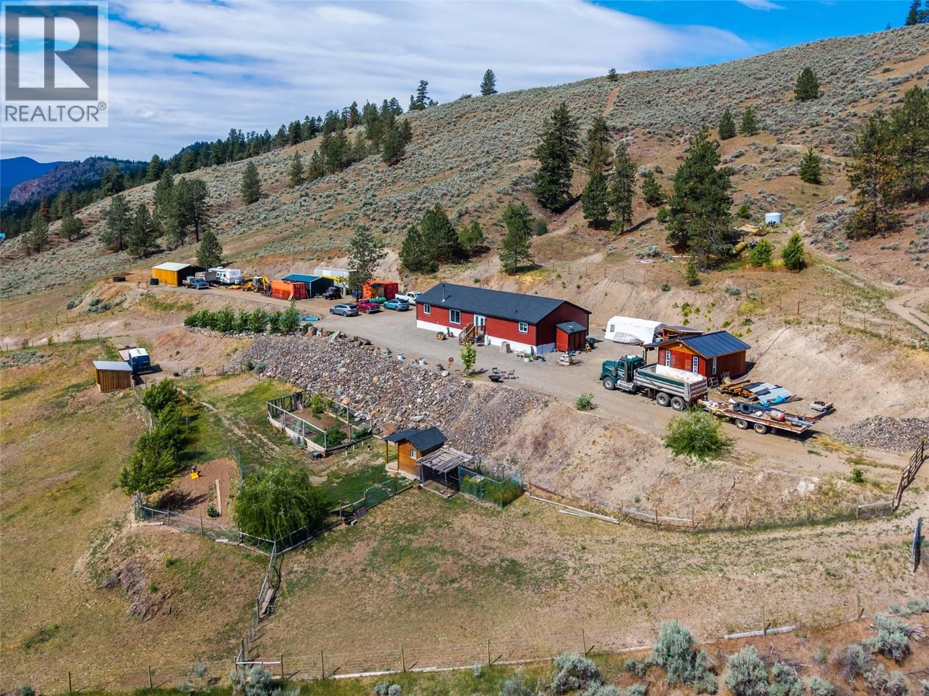 A pic from outside/outdoor area/front of a property/back of a property/a pic from drone, mountain view for 4505 KAMLOOPS-SHUSWAP ROAD, Kamloops British Columbia V0E2M0