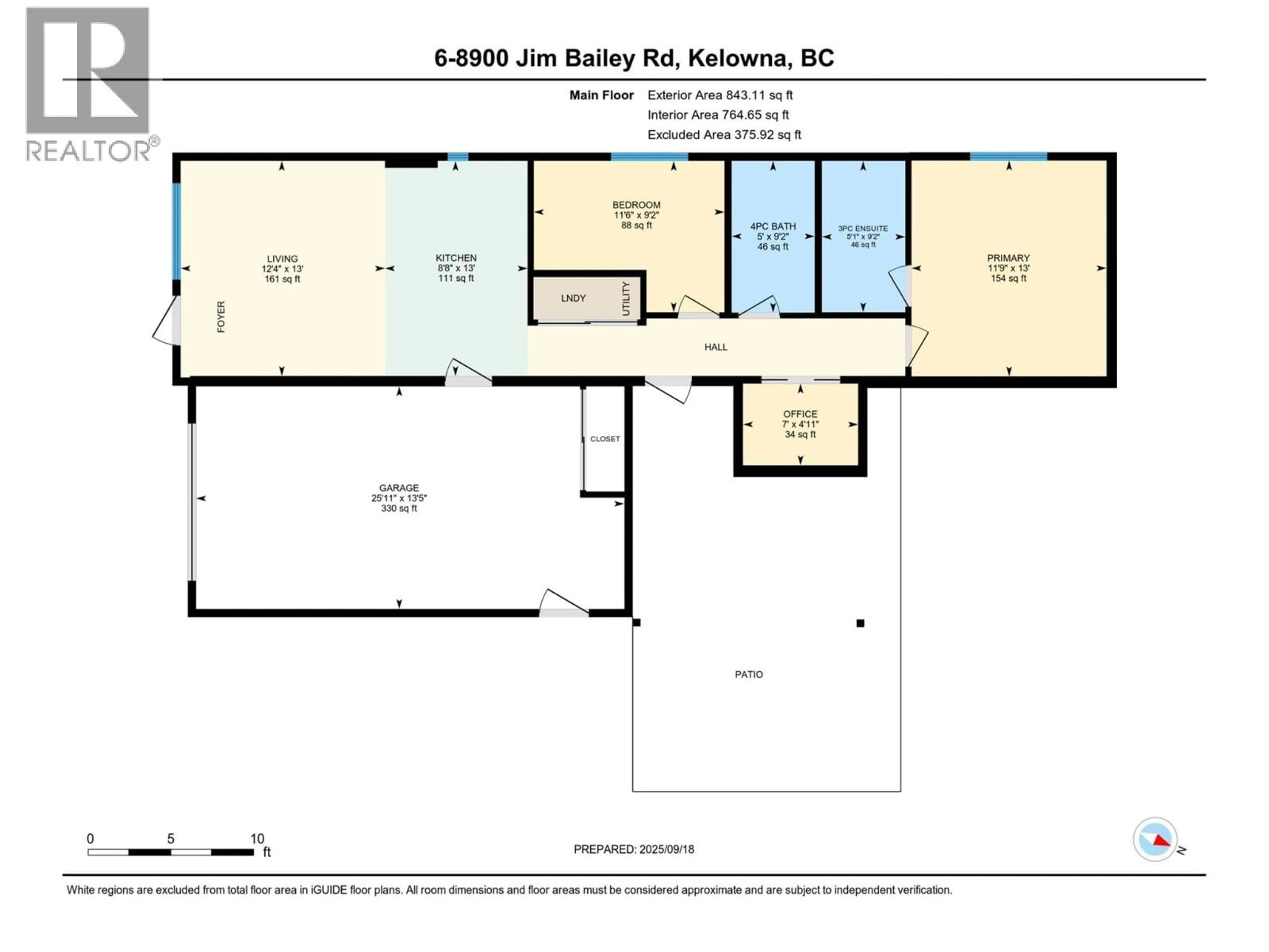 Floor plan for 6 - 8900 JIM BAILEY ROAD, Kelowna British Columbia V4V0B5
