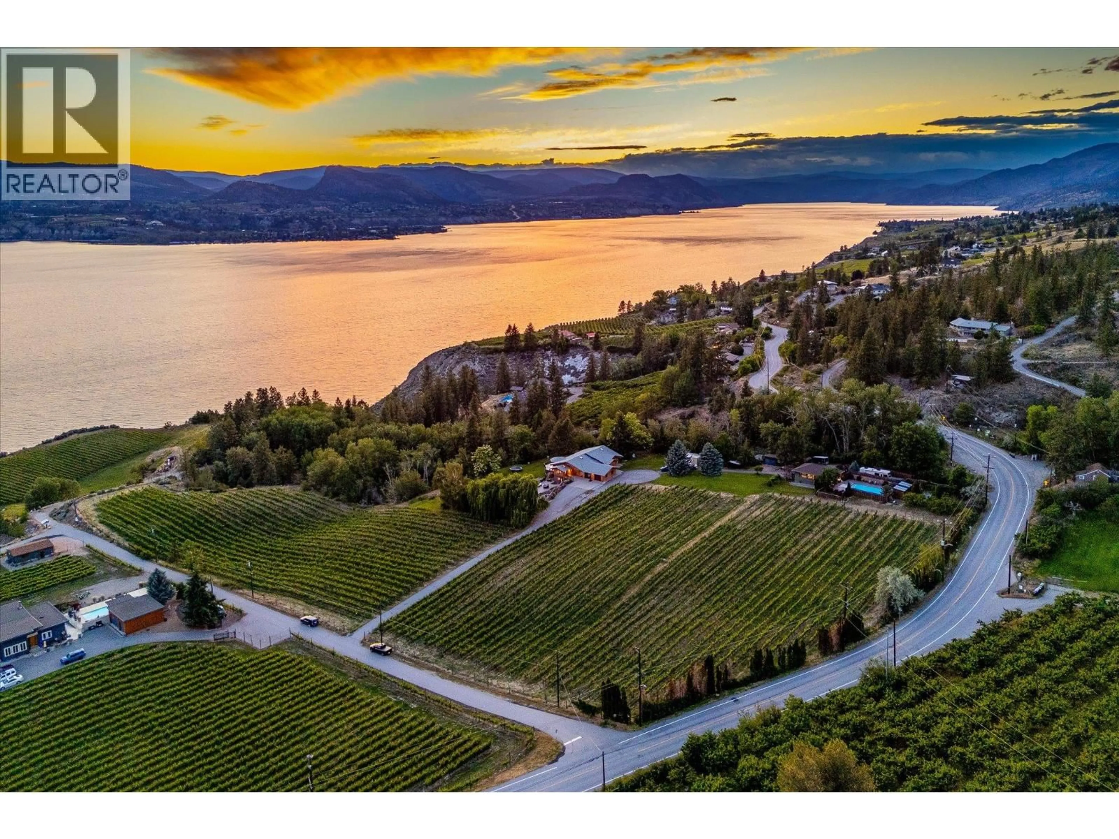 A pic from outside/outdoor area/front of a property/back of a property/a pic from drone, water/lake/river/ocean view for 1055 PEARSON ROAD, Penticton British Columbia V2A8T9