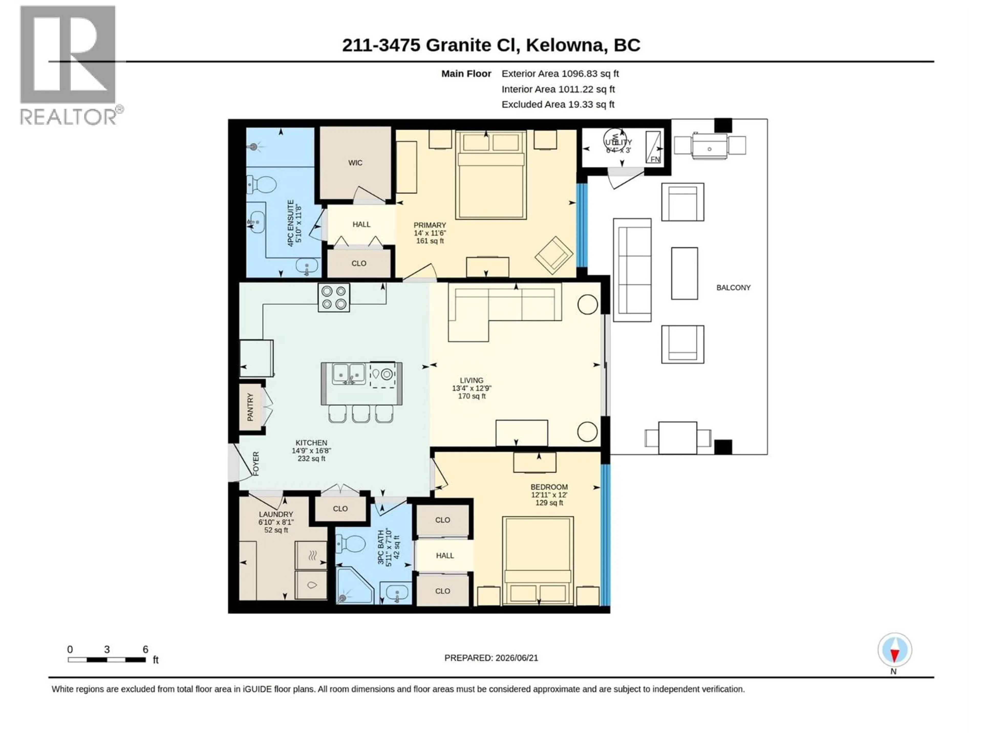 Floor plan for 211 - 3475 GRANITE CLOSE, Kelowna British Columbia V1V0B9