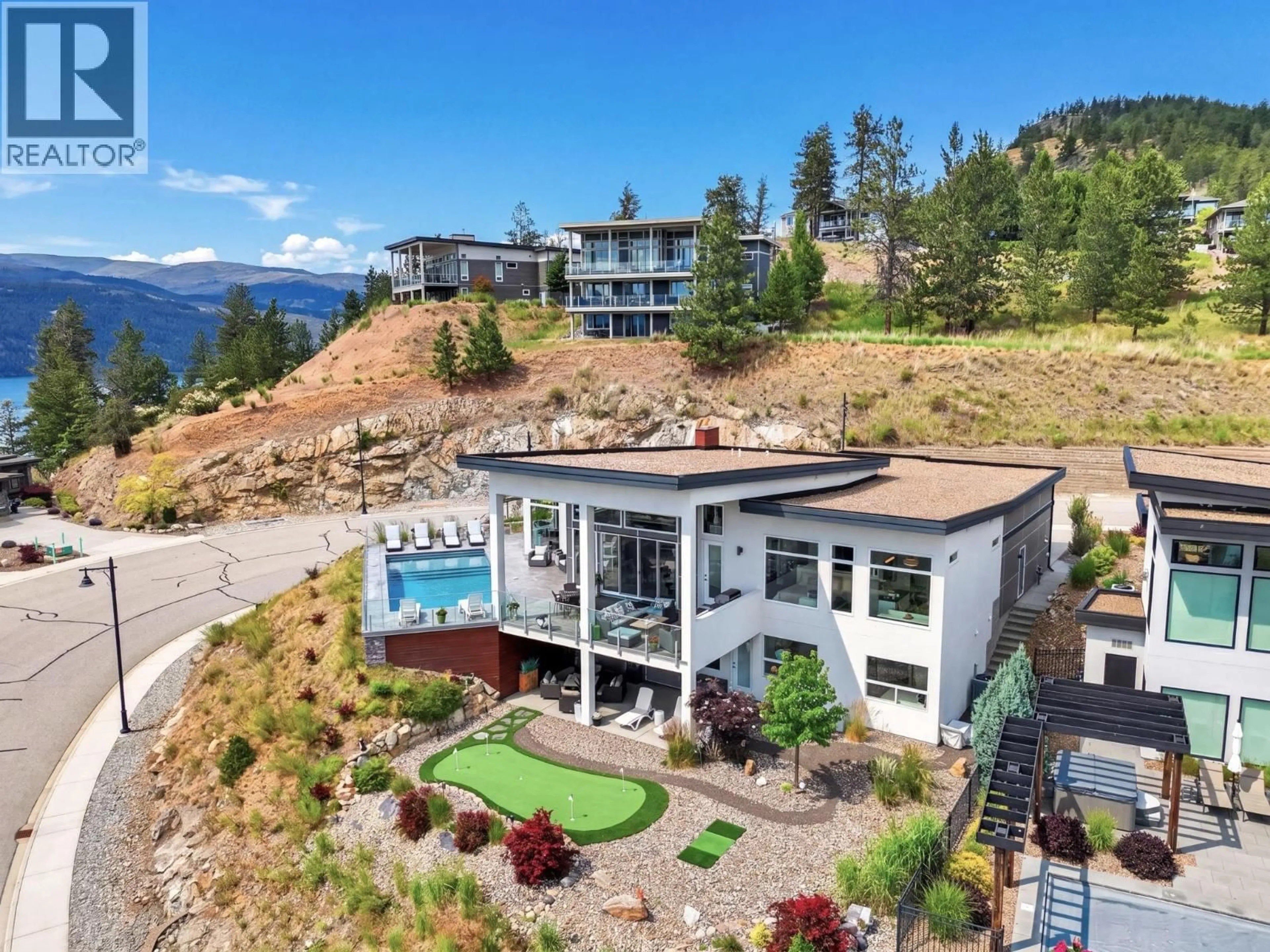 A pic from outside/outdoor area/front of a property/back of a property/a pic from drone, water/lake/river/ocean view for 8908 HAMPSHIRE CRESCENT, Vernon British Columbia V1H2K9