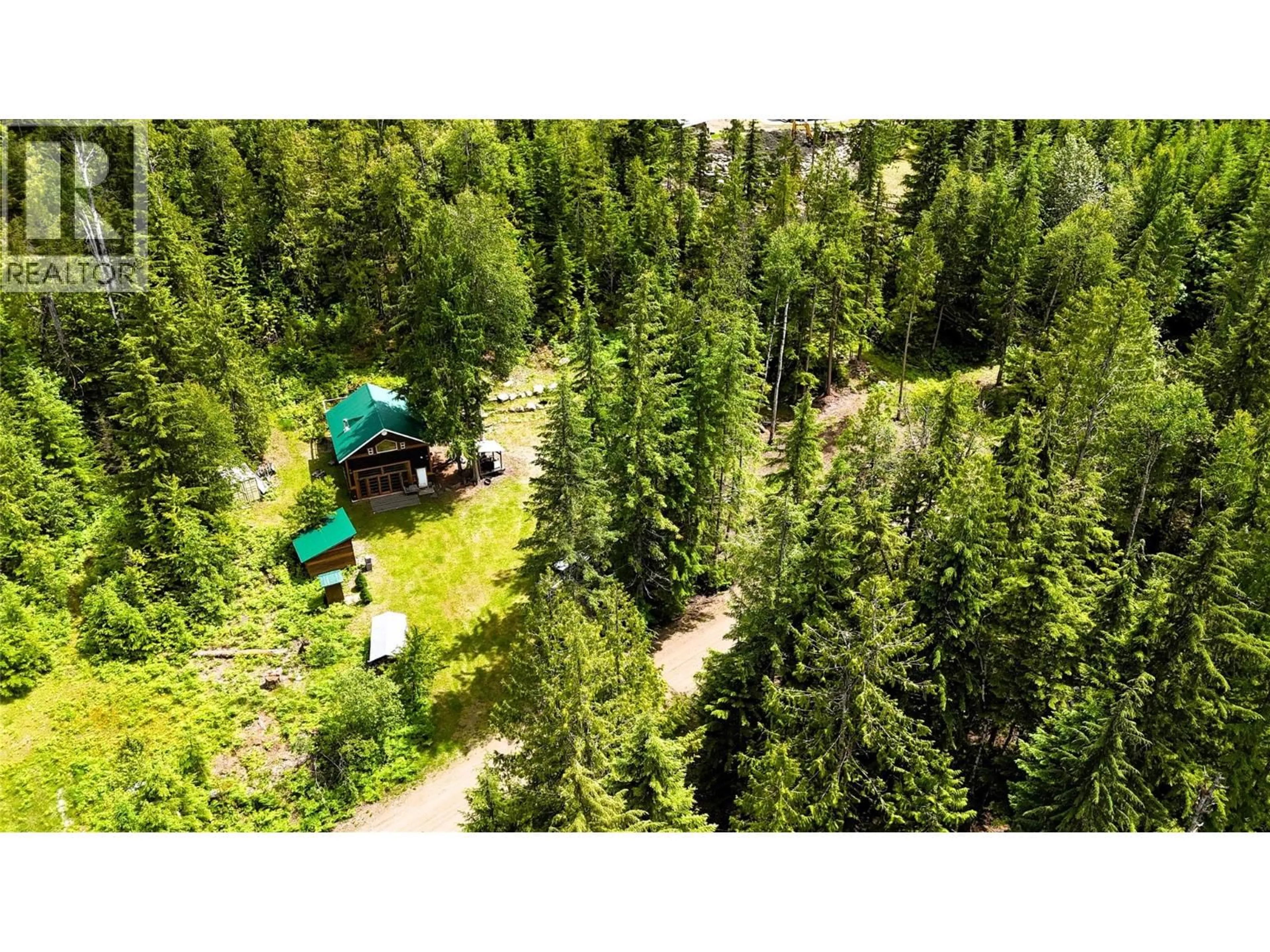 A pic from outside/outdoor area/front of a property/back of a property/a pic from drone, forest/trees view for 324 SALMON CREEK ROAD, Beaton British Columbia V0E2S0