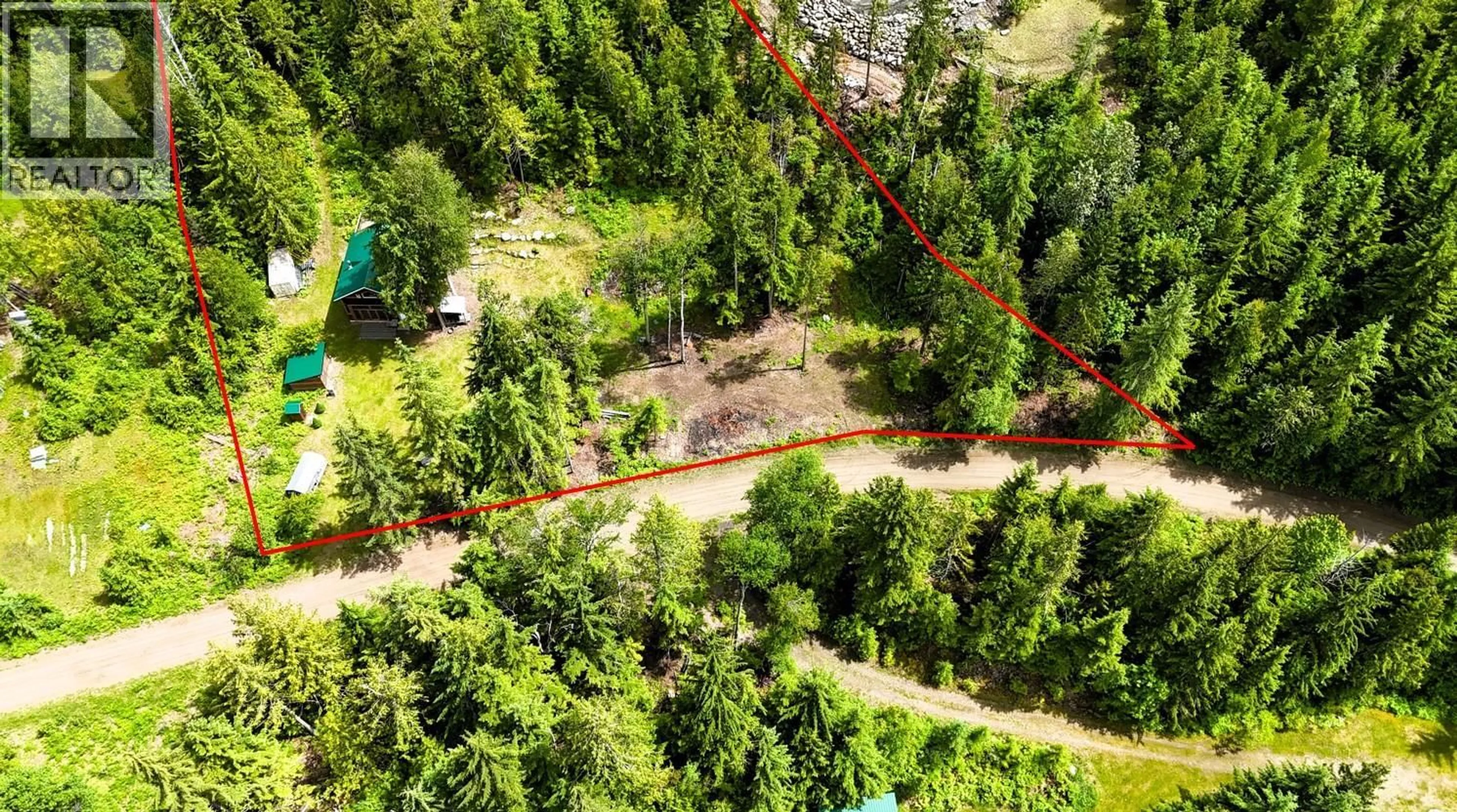 A pic from outside/outdoor area/front of a property/back of a property/a pic from drone, forest/trees view for 324 SALMON CREEK ROAD, Beaton British Columbia V0E2S0