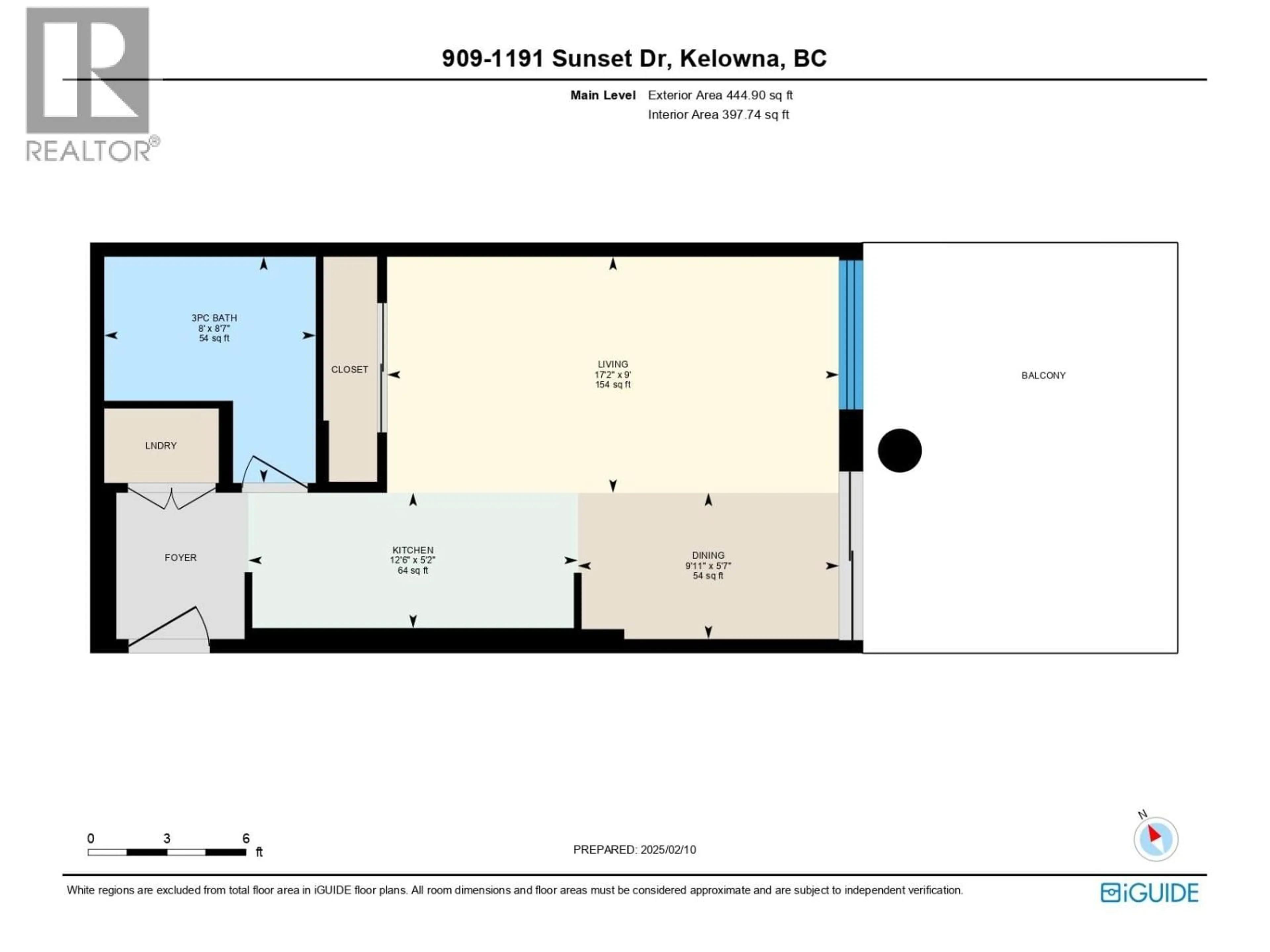 Floor plan for 909 - 1191 SUNSET DRIVE, Kelowna British Columbia V1Y0J4