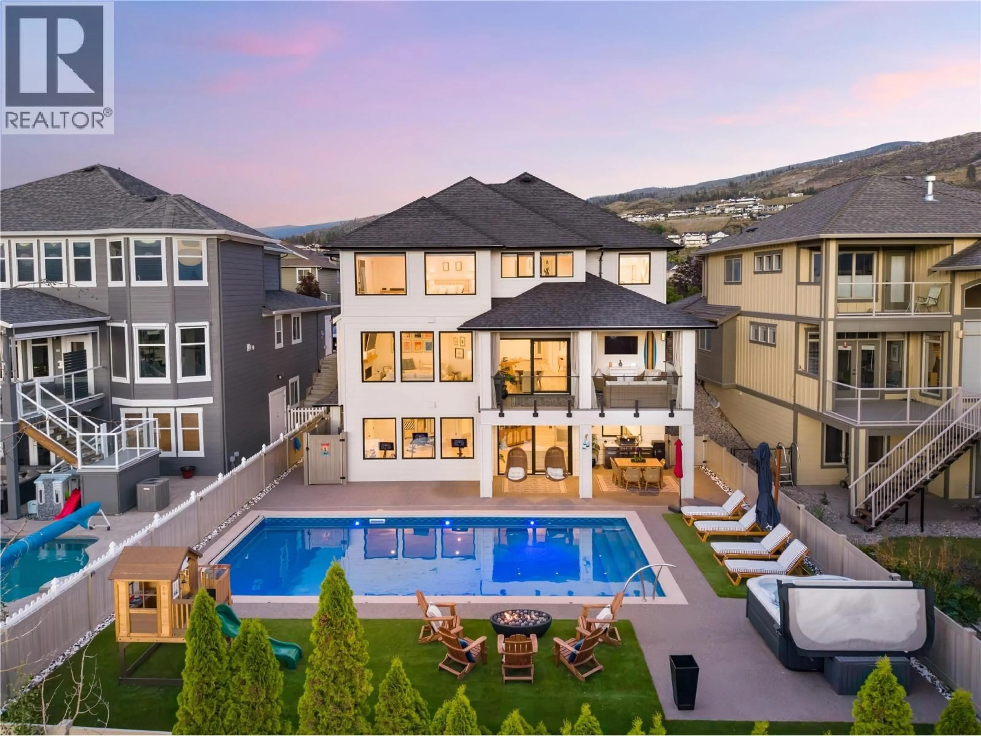 A pic from outside/outdoor area/front of a property/back of a property/a pic from drone, mountain view for 5326 PTARMIGAN STREET, Kelowna British Columbia V1W5A4