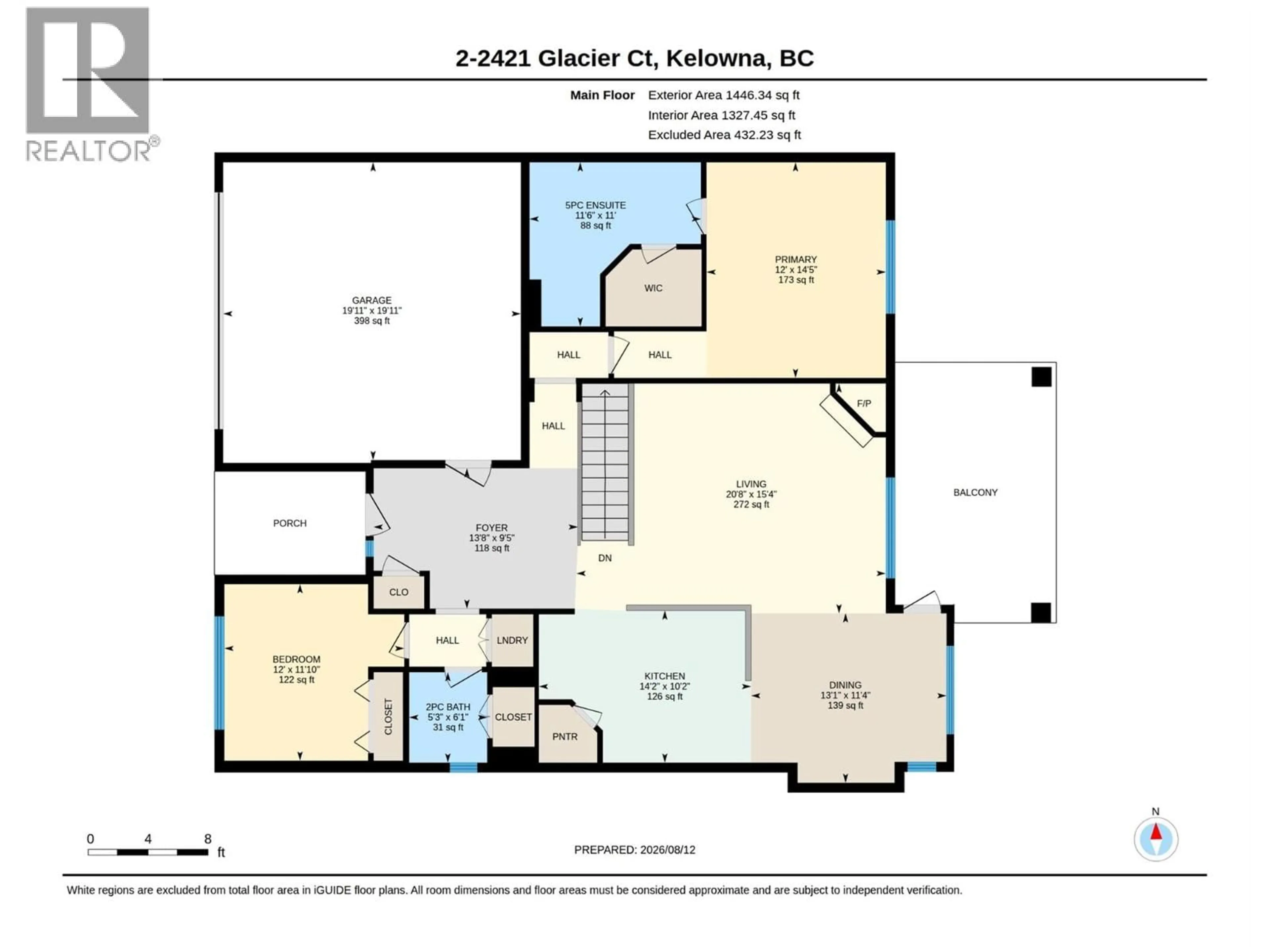 Floor plan for 2 - 2421 GLACIER COURT, Kelowna British Columbia V1V3A6