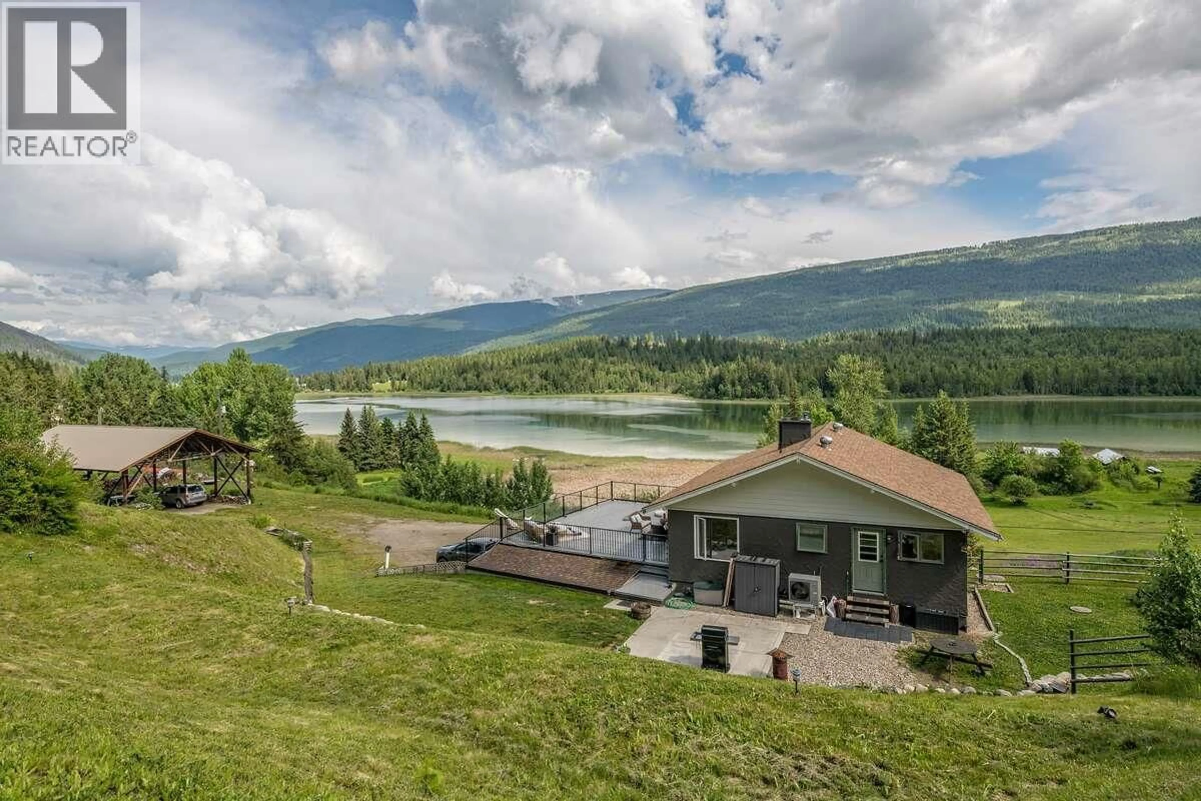 A pic from outside/outdoor area/front of a property/back of a property/a pic from drone, water/lake/river/ocean view for 3304 WHITE LAKE ROAD, White Lake British Columbia V0E2W1
