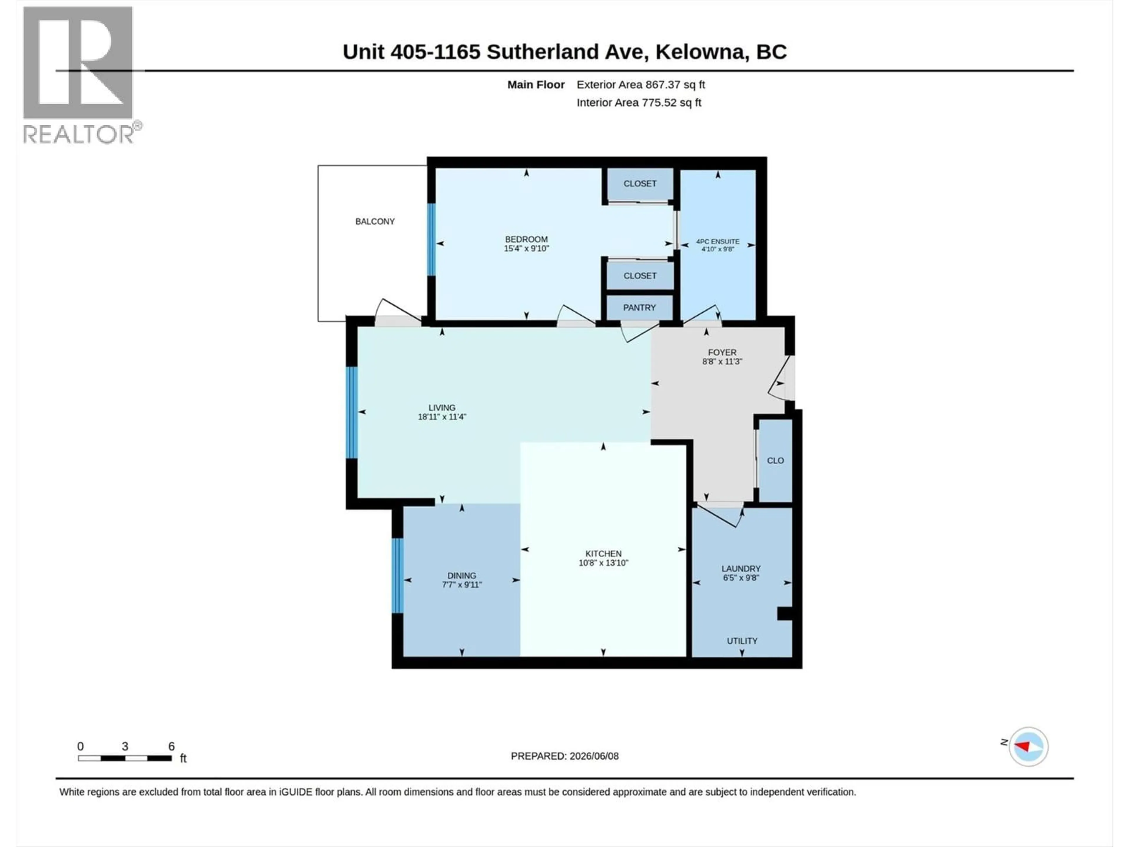 Floor plan for 405 - 1165 SUTHERLAND AVENUE, Kelowna British Columbia V1Y0J3