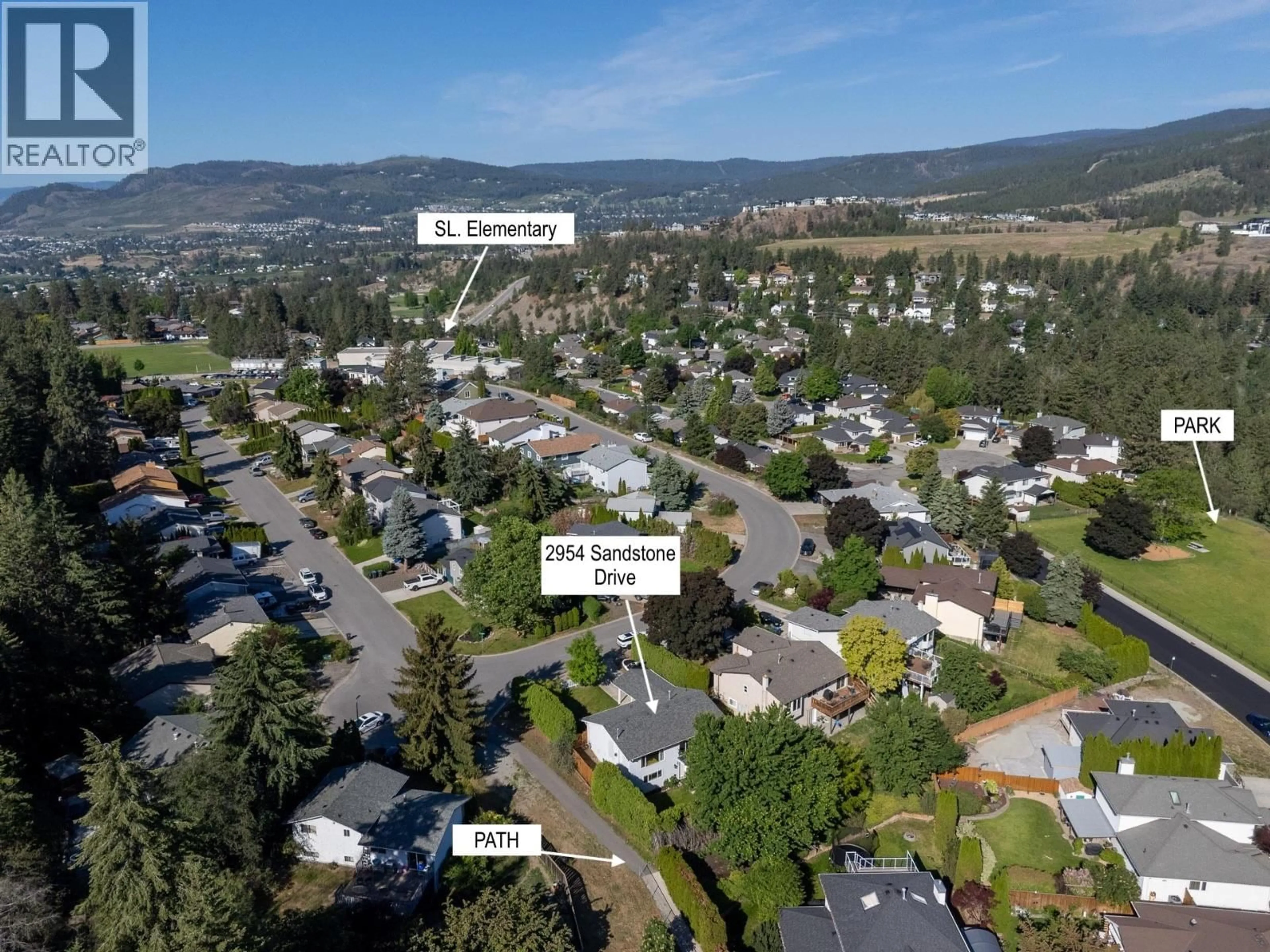 A pic from outside/outdoor area/front of a property/back of a property/a pic from drone, mountain view for 2954 SANDSTONE DRIVE, West Kelowna British Columbia V4T1T2