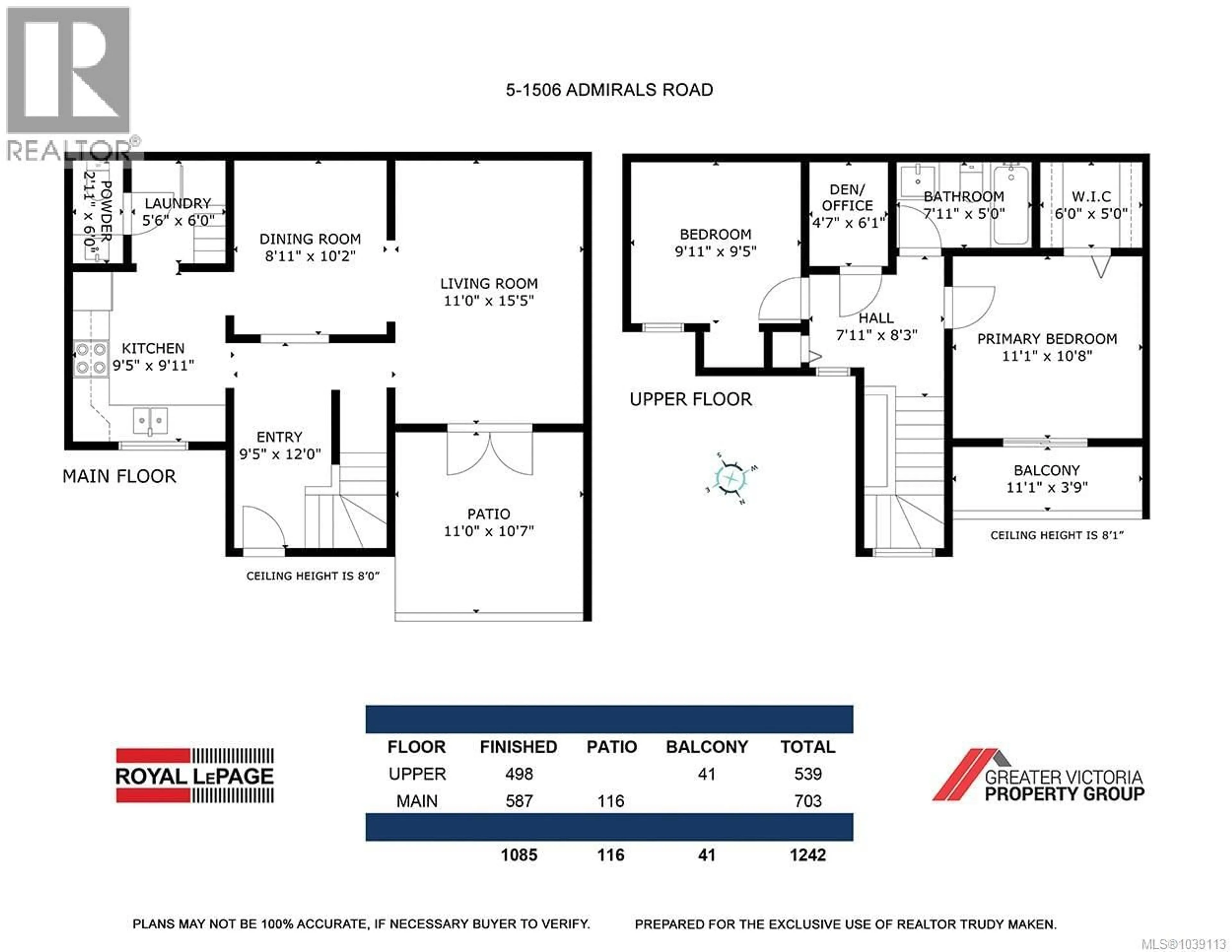 Floor plan for 5 - 1506 ADMIRALS ROAD, View Royal British Columbia V9A7B1