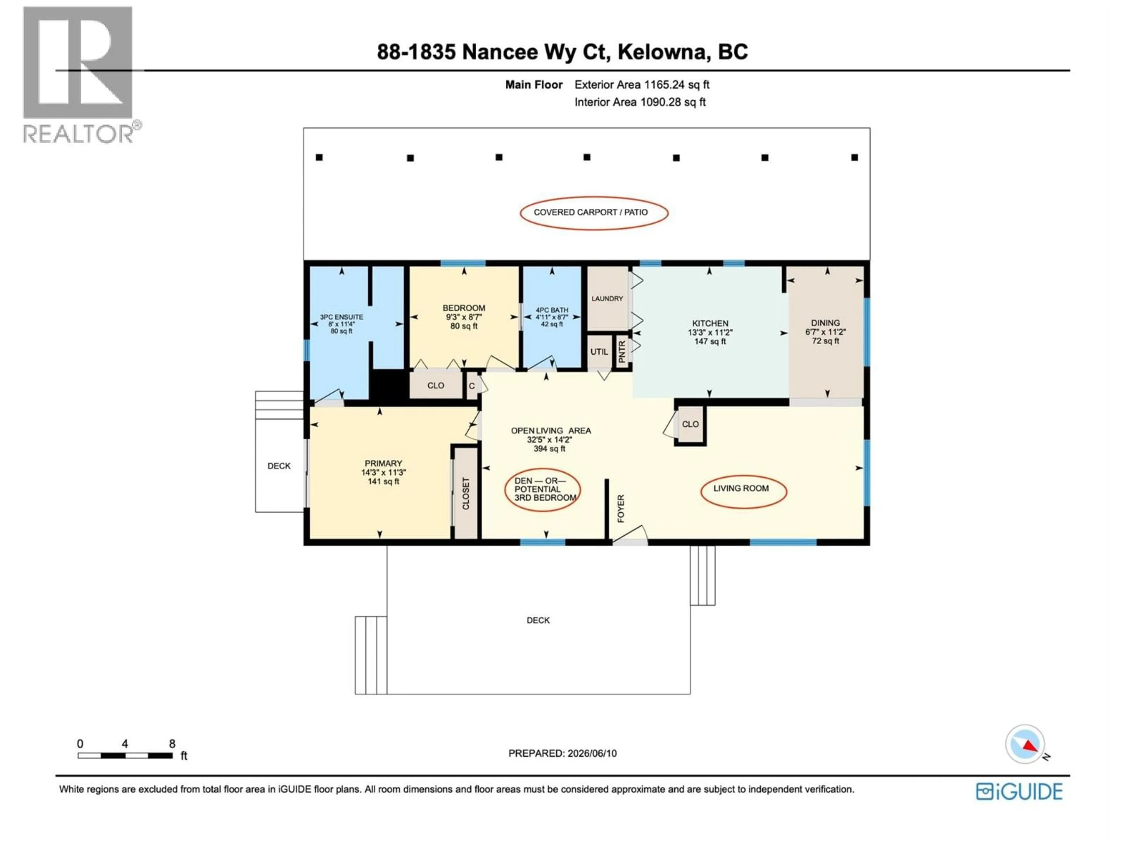 Floor plan for 88 - 1835 NANCEE WAY COURT, Kelowna British Columbia V1Z4C1