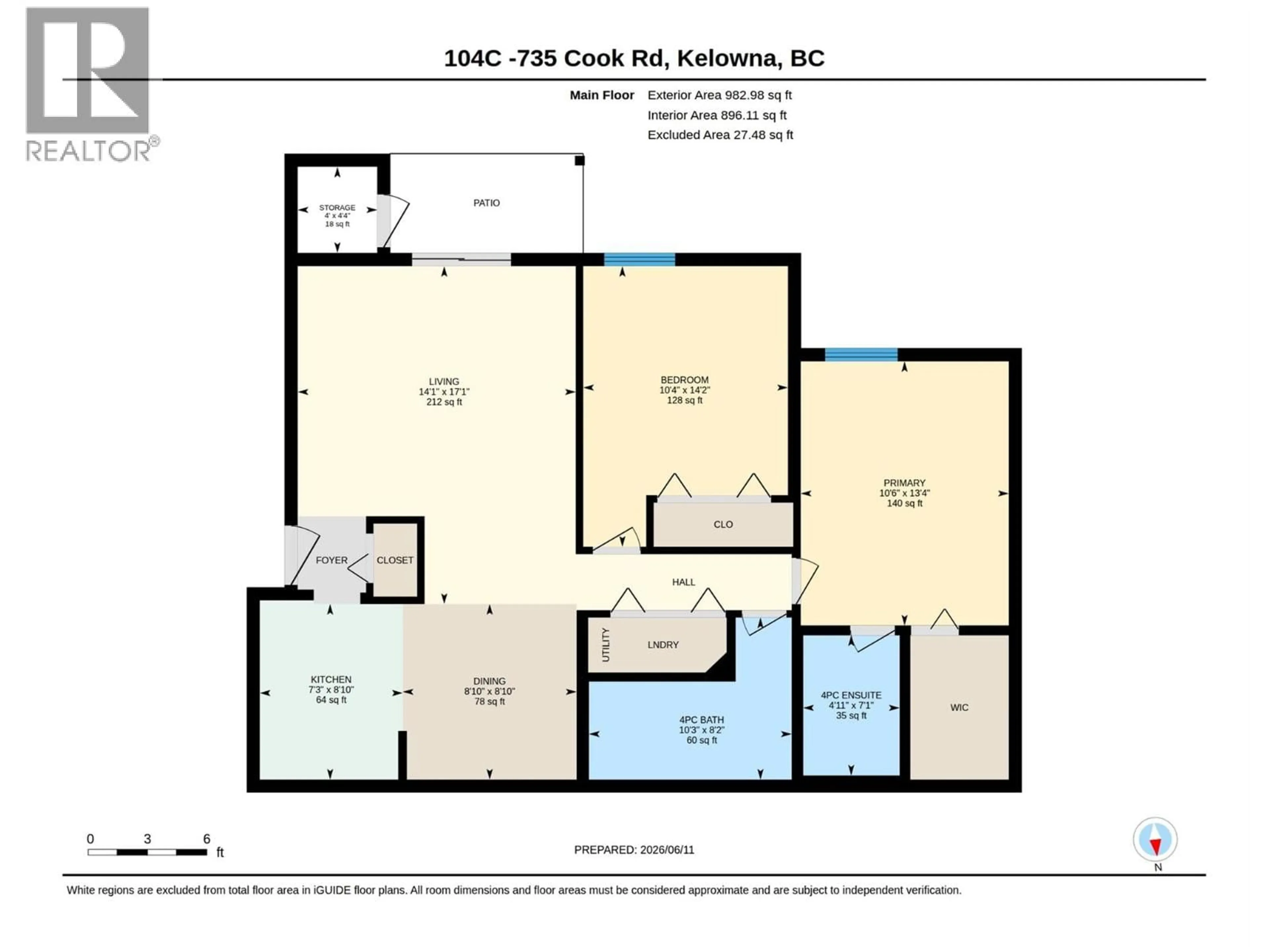 Floor plan for 104C - 735 COOK ROAD, Kelowna British Columbia V1W3G6