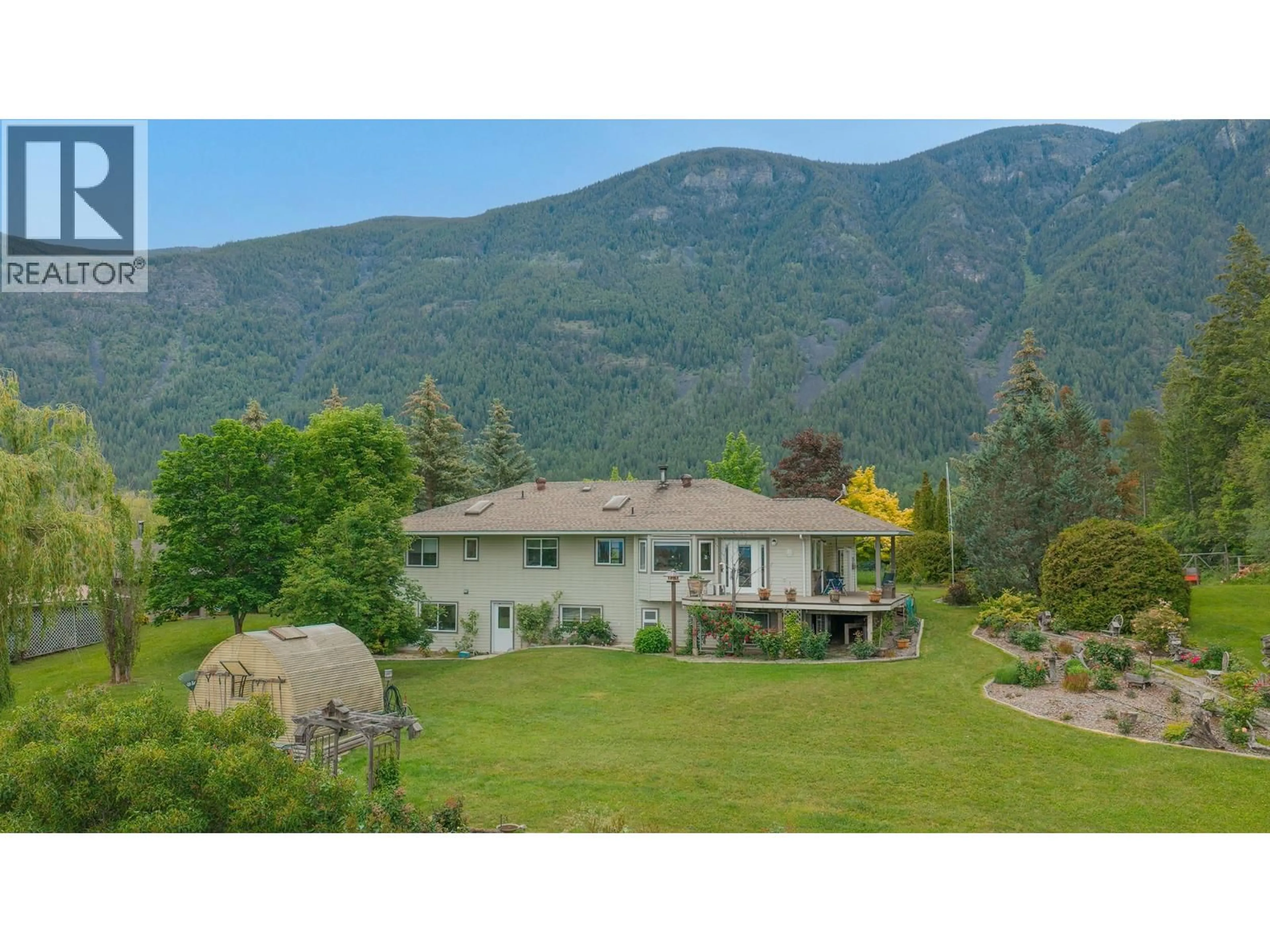 A pic from outside/outdoor area/front of a property/back of a property/a pic from drone, mountain view for 3319 LLOYD ROAD, Canyon British Columbia V0B1C1